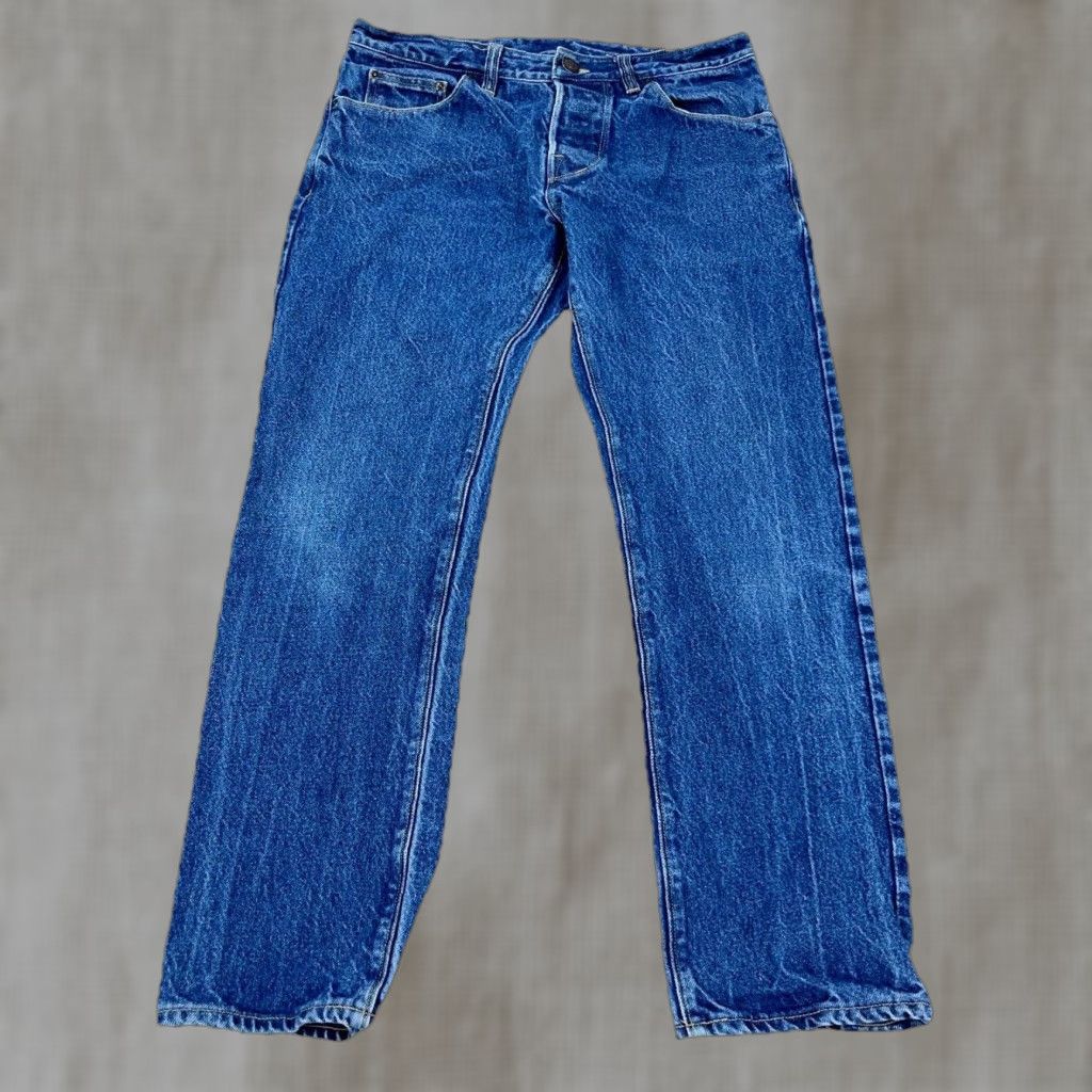 Vintage Atelier Jeans Men Slim Straight Denim Button Fly Med Wash Faded 33 Blue Vintage N/A Size US 33 - 1 Thumbnail