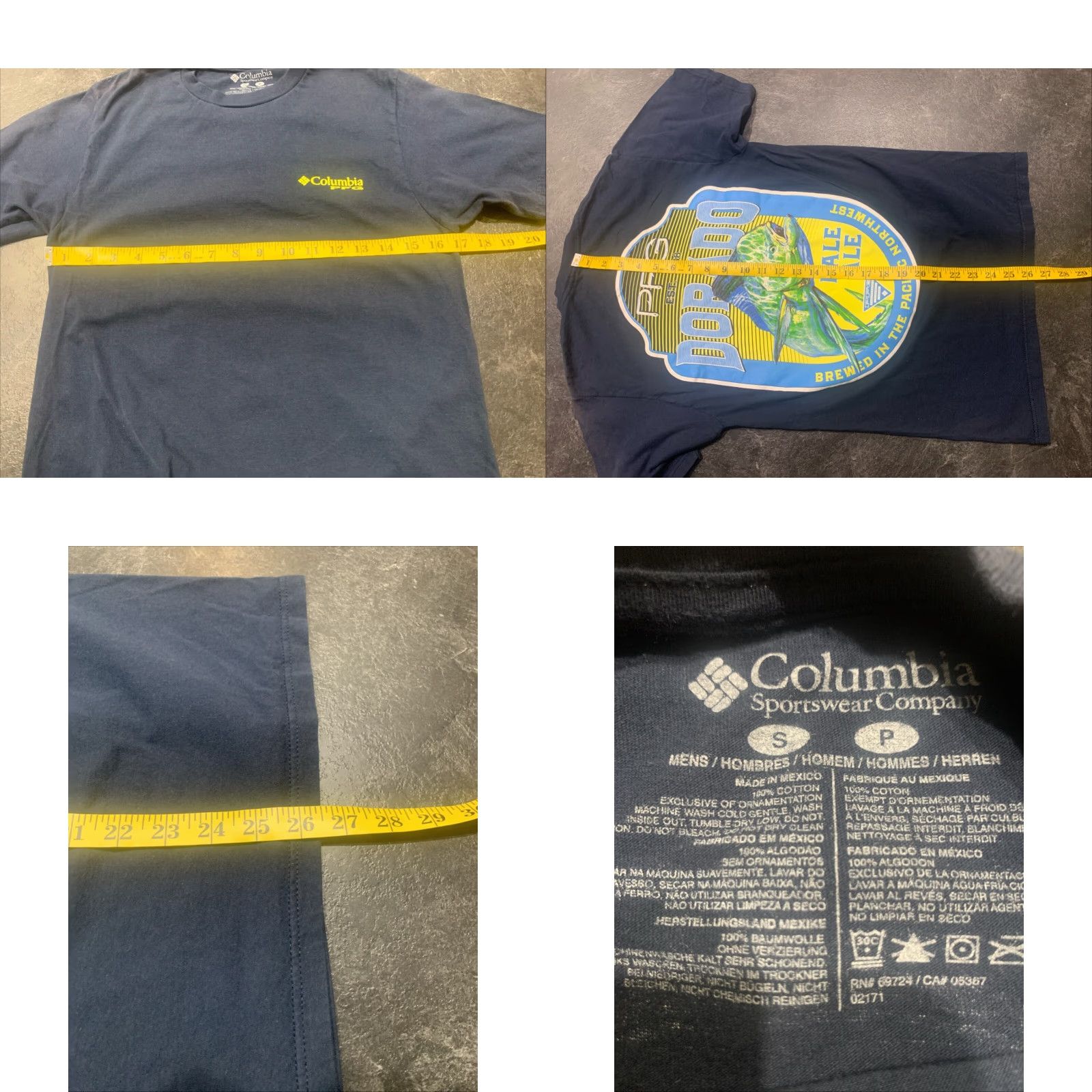 Vintage Columbia PFG T-Shirt Unisex Adults S Short Sleeve Blue Logo Graphic Beer Fish Outdoor Size US S / EU 44-46 / 1 - 8 Thumbnail