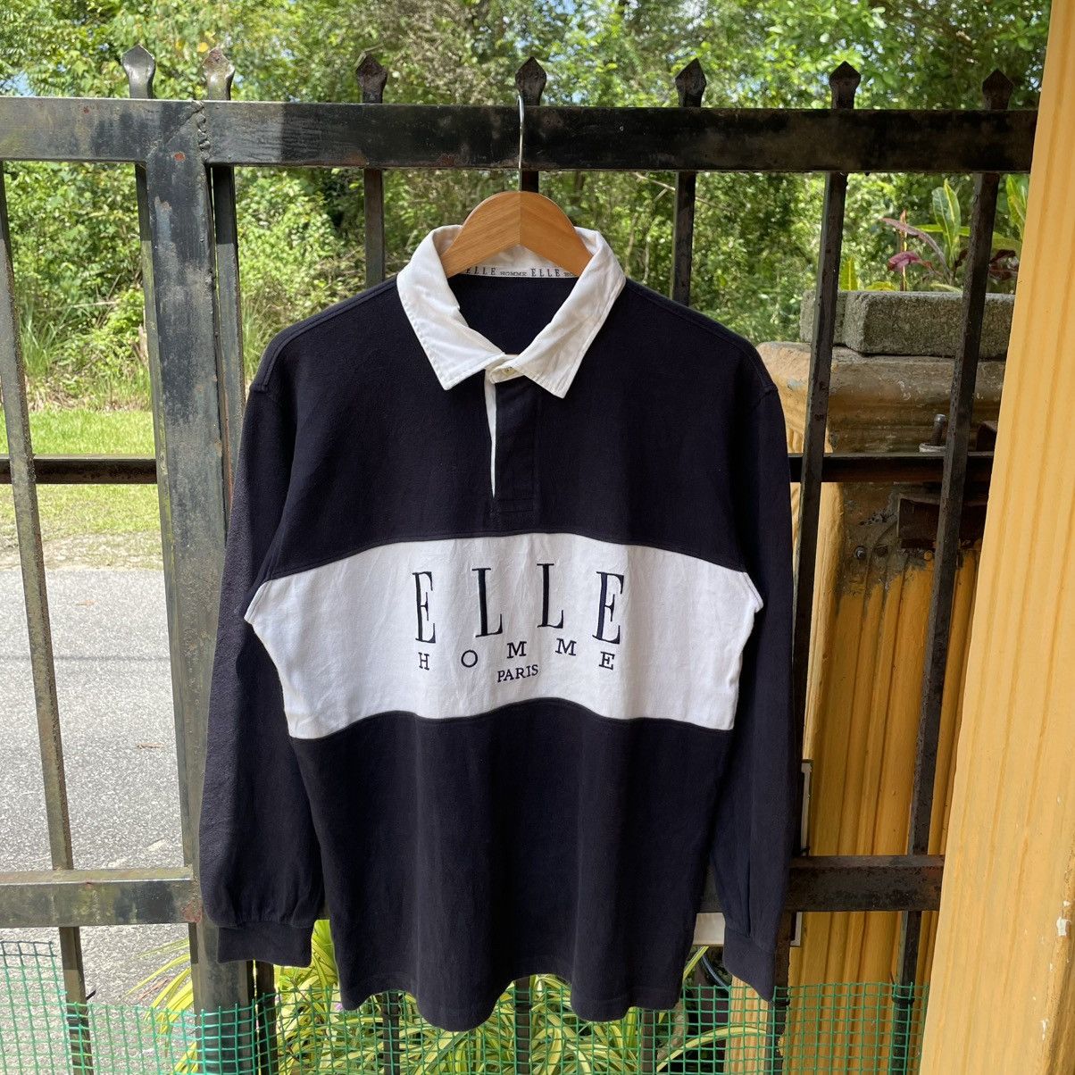 Designer × Vintage 🔥Vintage 90s Elle Homme Paris Stripes Polos Rugby Shirts Size US M / EU 48-50 / 2 - 1 Thumbnail