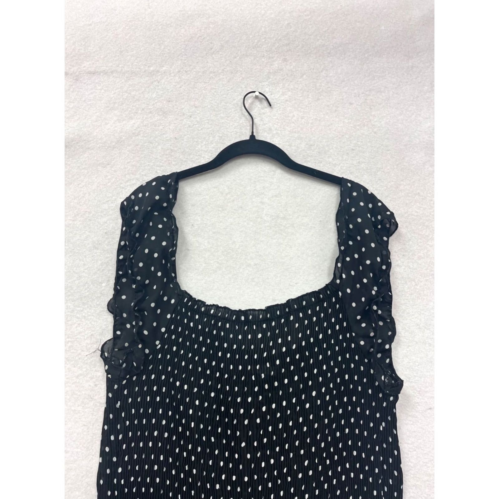 Vintage Jaipur Blouse Womens M Black Polka Dot Blouse Shirt Top Ruffled Sleeve Scoop Neck 8883 Size M / US 6-8 / IT 42-44 - 6 Thumbnail