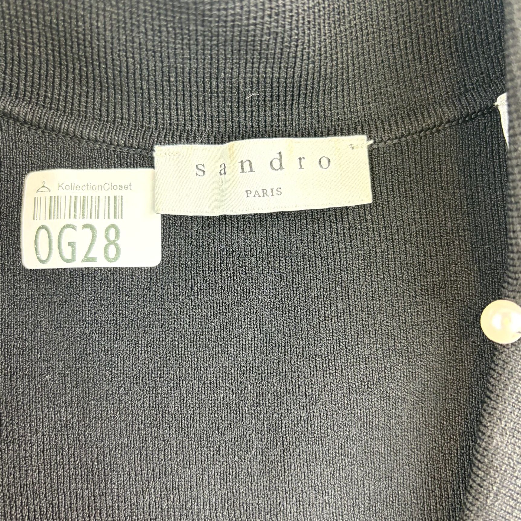 Sandro Sandro Dress Womens 42 Black Knit Pearl Trim Collar Fit & Flare Long Sleeve Dress Size M / US 6-8 / IT 42-44 - 6 Thumbnail