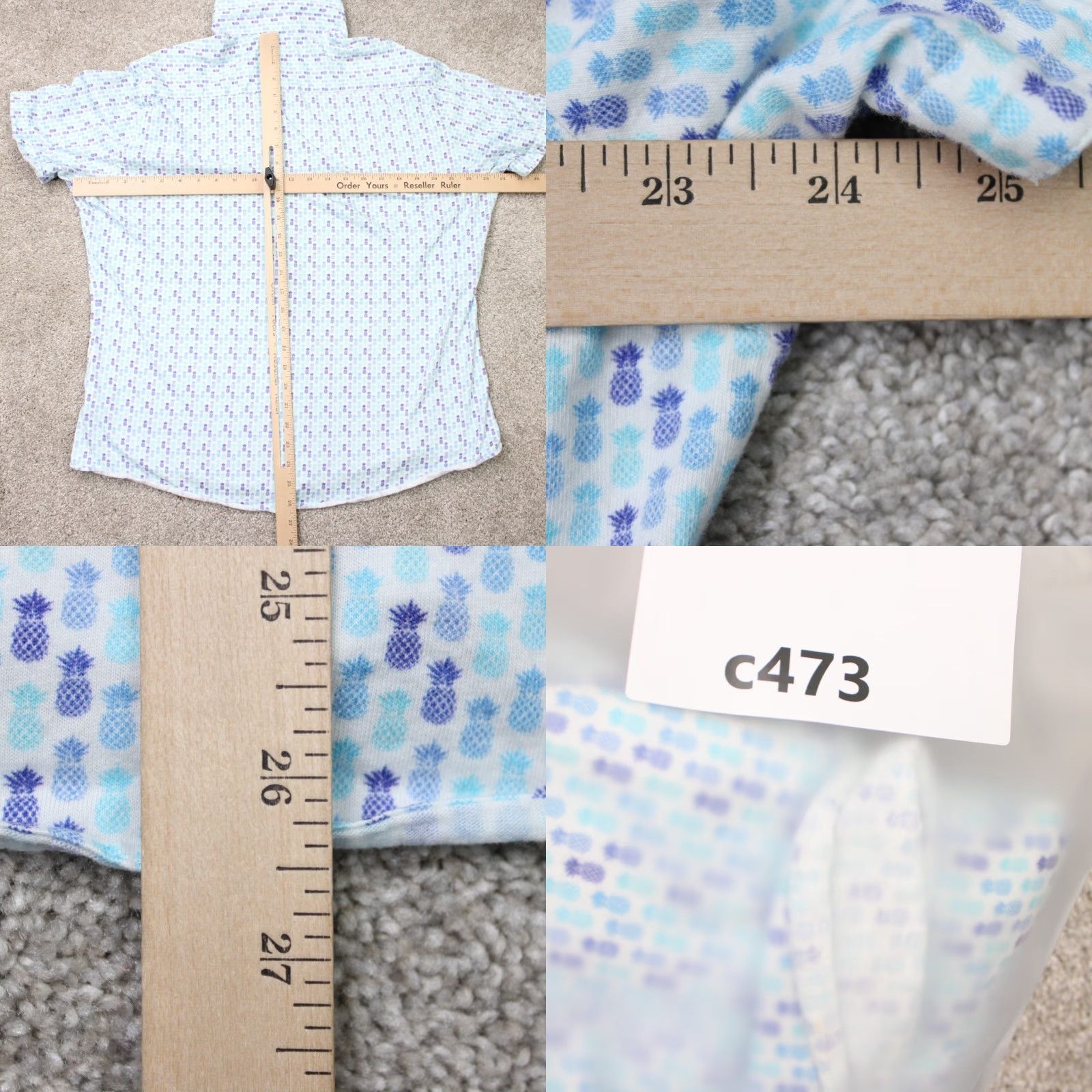 Vintage Stone Rose AOP Shirt Men Small Blue Pineapple All Over Print Cotton Short Sleeve Button-Up Shirt Size US S / EU 44-46 / 1 - 9 Thumbnail