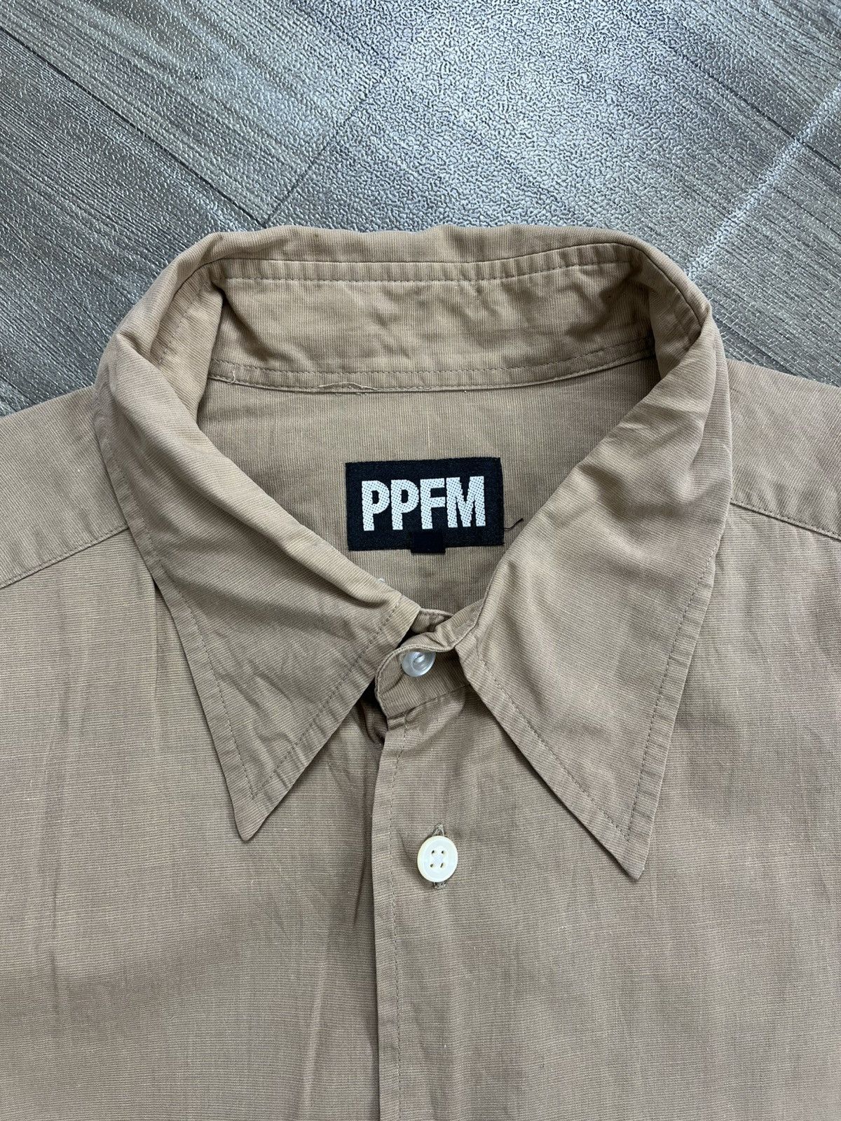 PPFM Vintage PPFM Japan Biege Long Sleeve Button Down Shirt Size US L / EU 52-54 / 3 - 4 Thumbnail