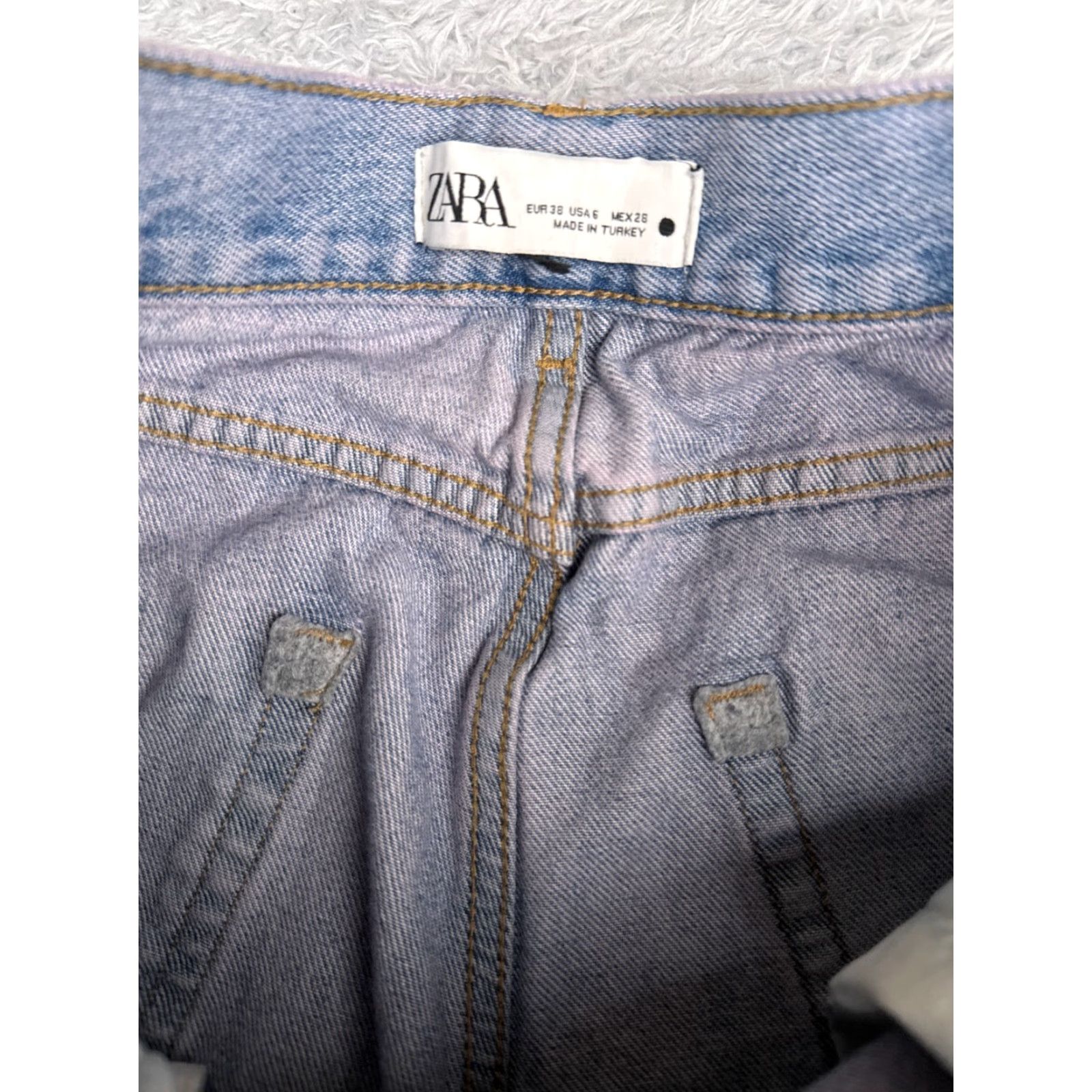 Zara Zara Jeans Womens 6 Blue Pink Denim Straight Leg High Rise Cotton Zip Fly 28x32 Jeans Womens 6 Pink Denim Zip Fly 28x32 90s Retro Designer Vintage No? Size 28" / US 6 / IT 42 - 6 Thumbnail