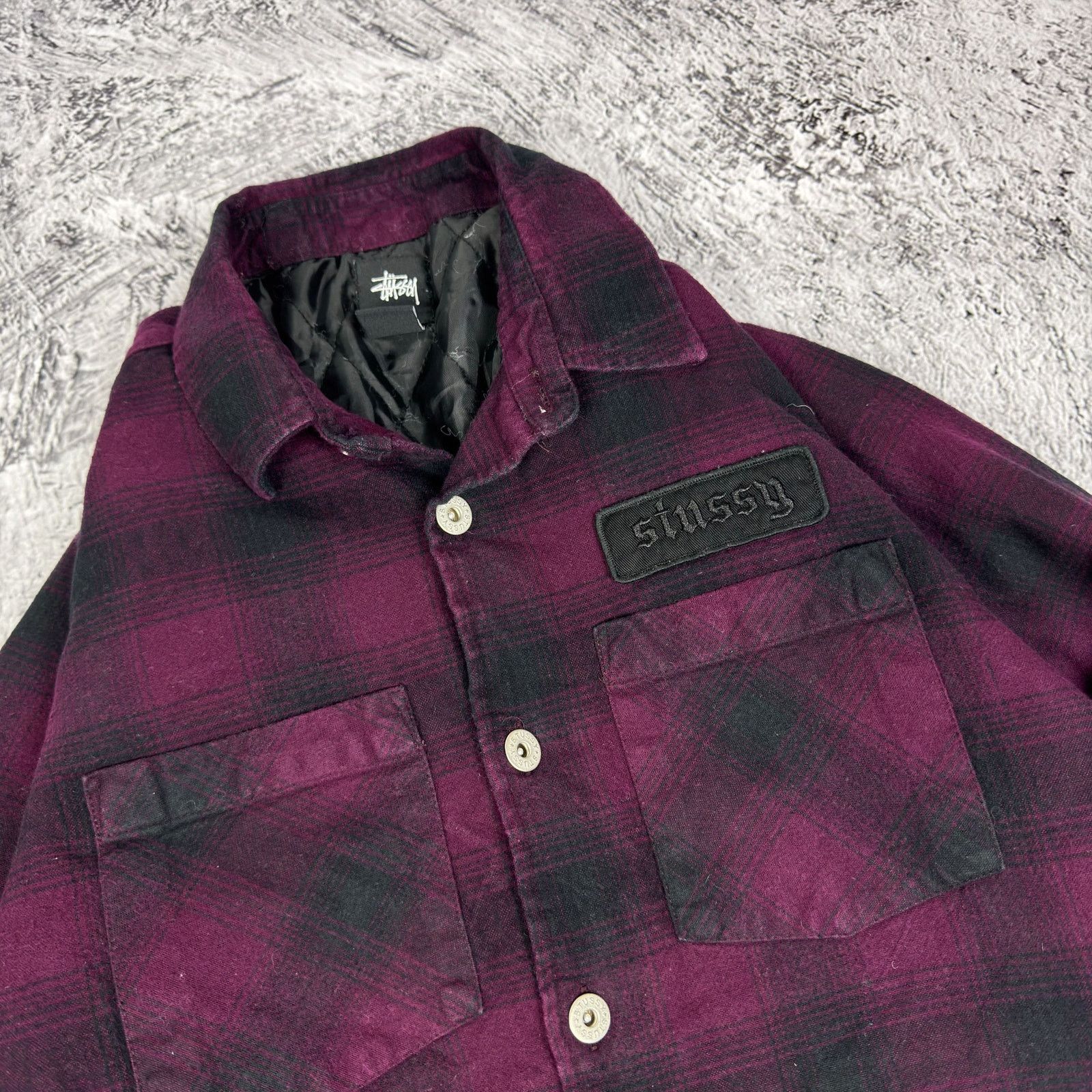 Stussy Stüssy Men's Black Red Cotton Check Flannel Shacket Small Size US S / EU 44-46 / 1 - 4 Thumbnail