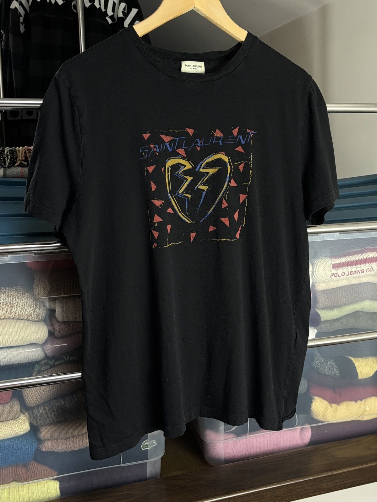 Saint Laurent Paris Saint Laurent Paris Broken Heart Designer SLP T-Shirt Size US S / EU 44-46 / 1 - 2 Thumbnail