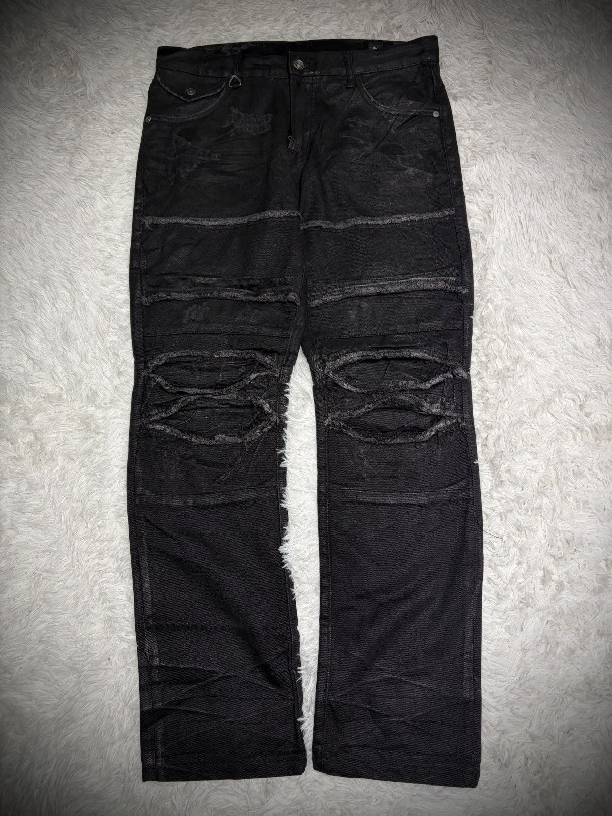 Japanese Brand 2000s Japanese Label Wax Black crust jeans Size US 35 - 1 Thumbnail