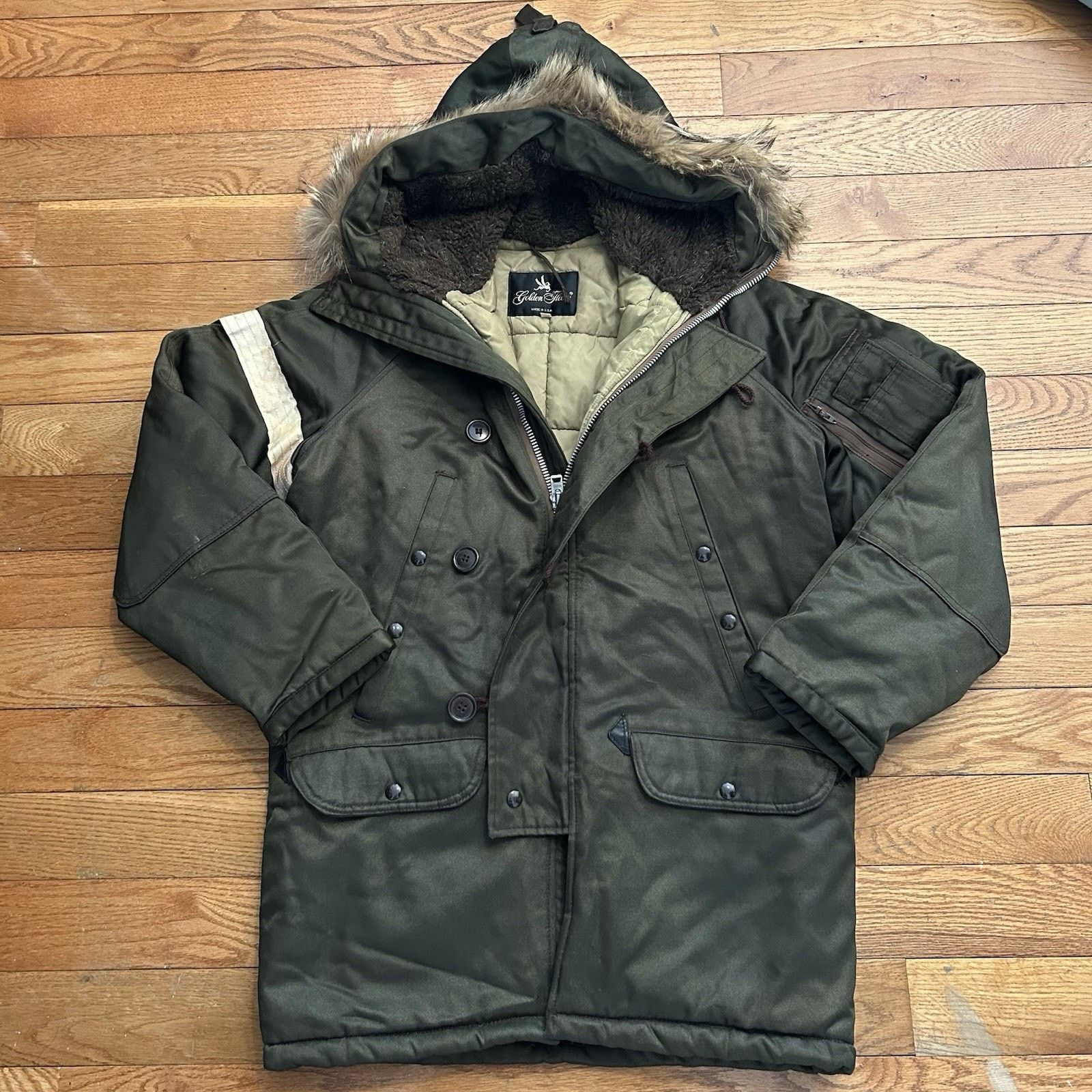 Vintage Golden Fleece N-3B Military Flight Fur Trim Hooded Jacket 36 Size US S / EU 44-46 / 1 - 1 Thumbnail