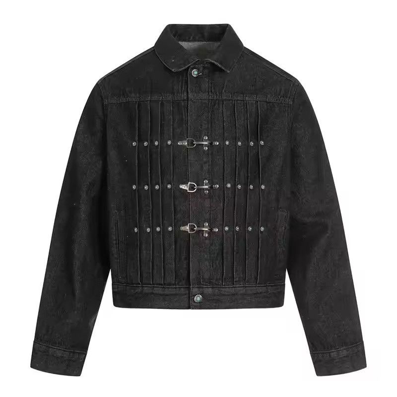 Japanese Brand Fireman Clasp Black Cropped Denim Jacket Size US L / EU 52-54 / 3 - 9 Thumbnail