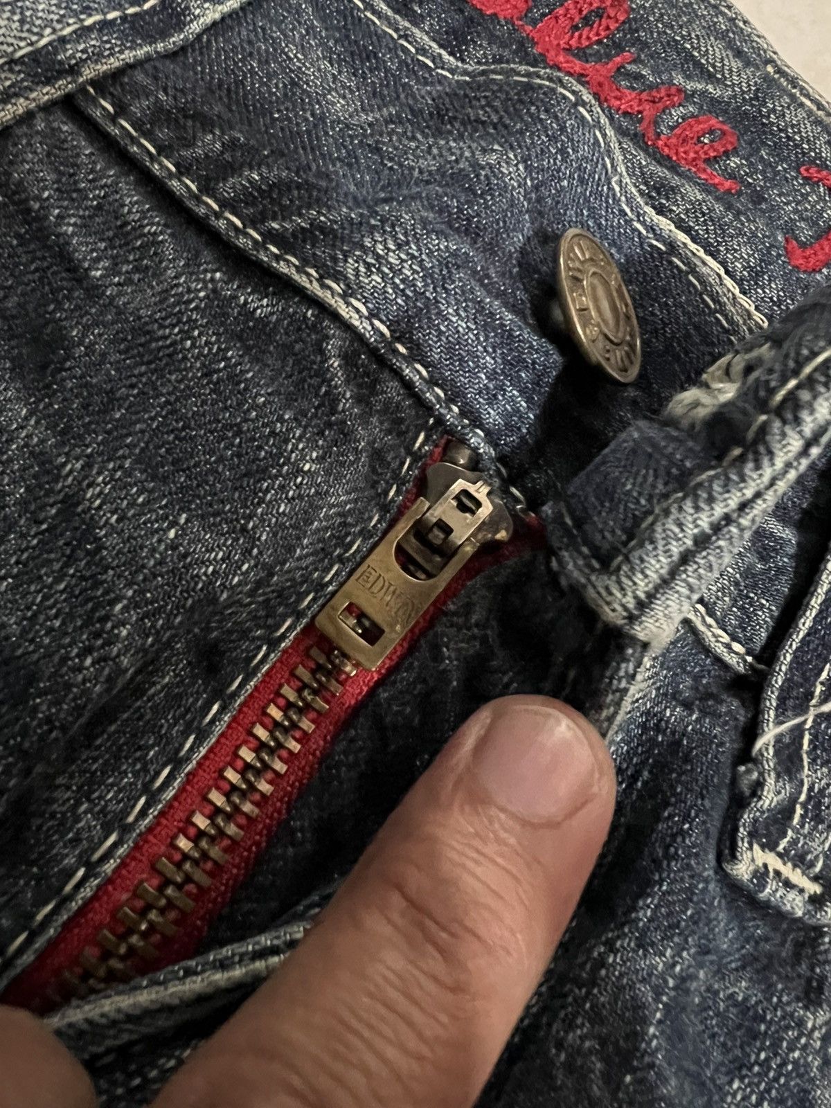 Edwin × If Six Was Nine × Japanese Brand 🌈Twist Leg Vintage Edwin Blue Trip Mud Wash Jean Japan Size US 30 / EU 46 - 15 Thumbnail