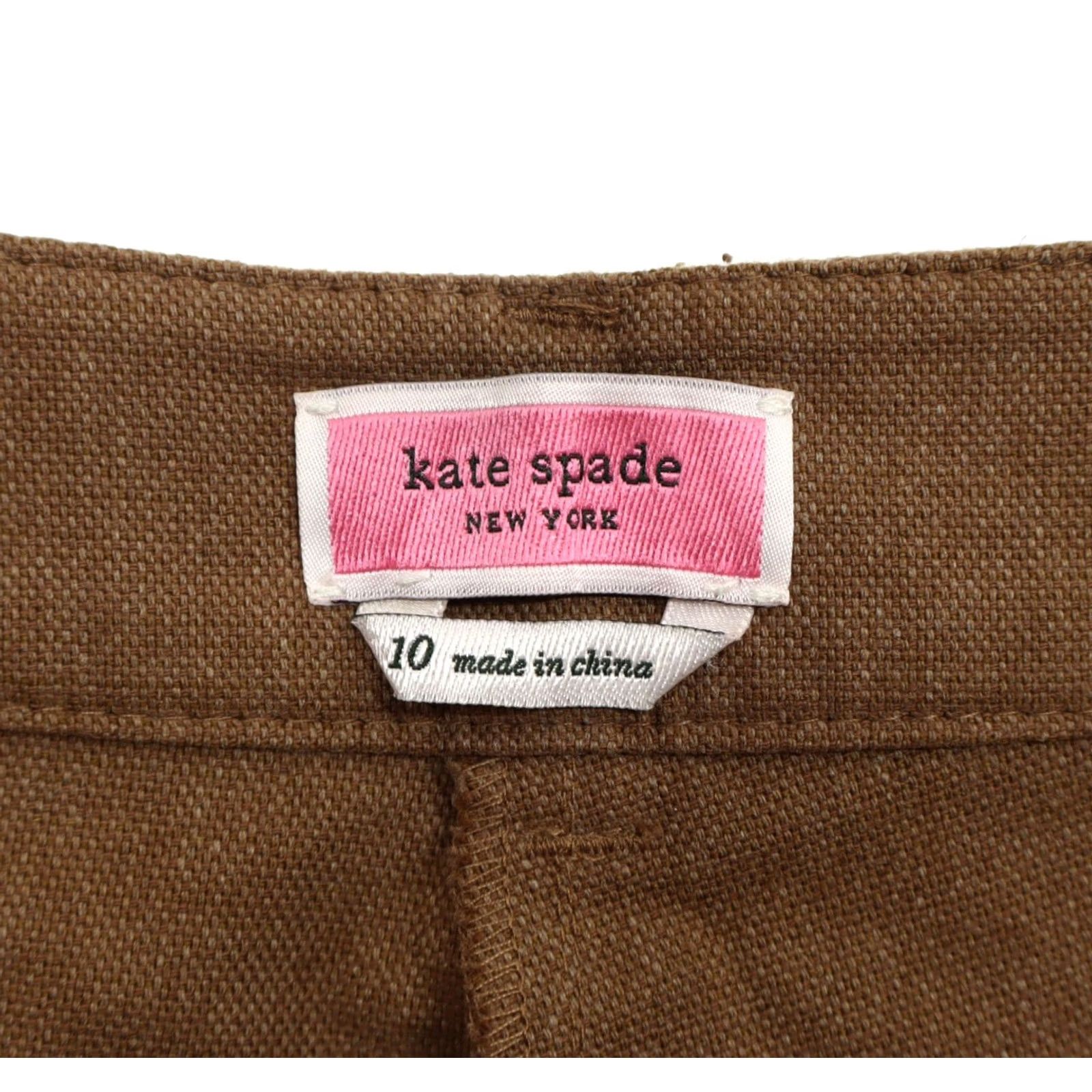 Vintage kate spade new york Women’s Basketweave Flare Pants Brown 34" Inseam Size 10 Regular Rise 12.5" Dry Clean Cotton Wool Elastane Brown Womens Pants Size 32" / US 10 / IT 46 - 4 Thumbnail