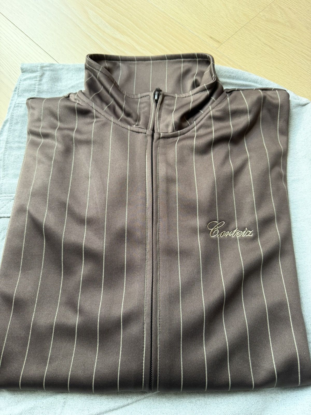 Corteiz Corteiz Pinstripe Track Jacket (Large/Brown) Size US L / EU 52-54 / 3 - 4 Thumbnail