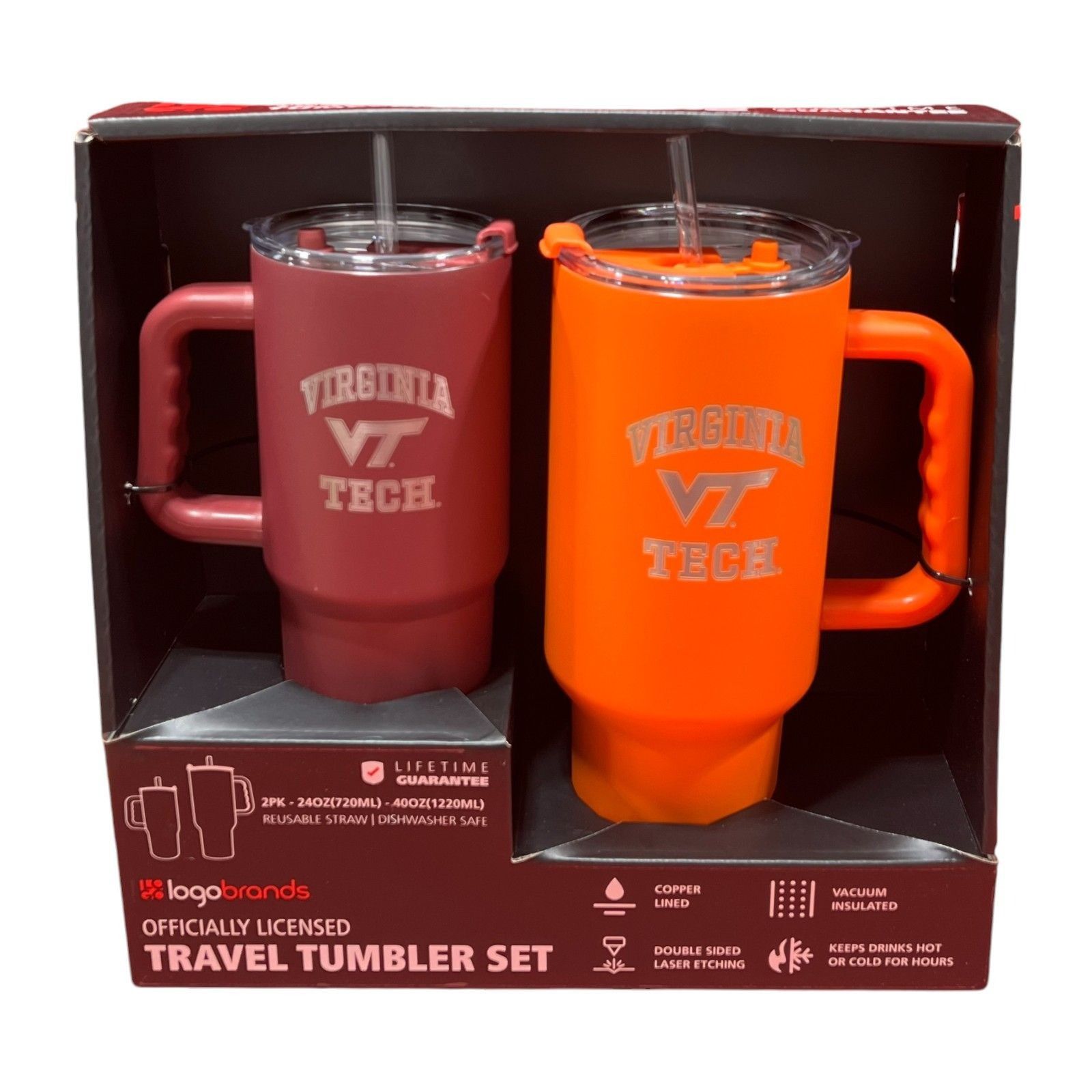 Other Logo Brands - Travel Tumblers Set (2 Pk) - 24oz (720ml) - 40 Size ONE SIZE - 8 Thumbnail