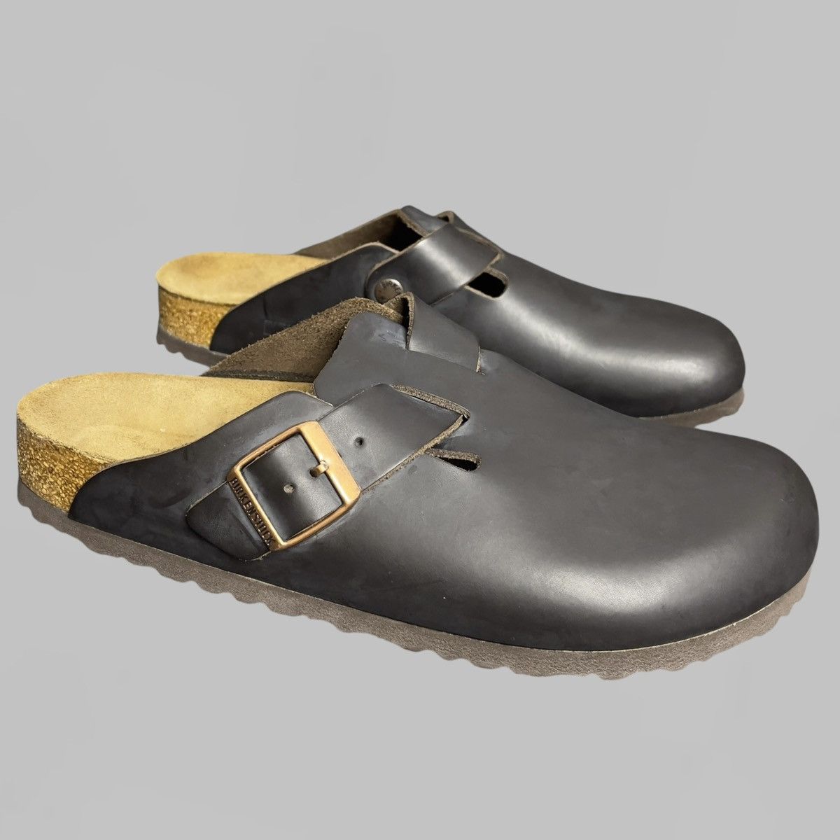 Birkenstock BIRKENSTOCK BROWN LEATHER BOSTON SLIDES SIZE 40-41 Size US 8 / EU 41 - 2 Thumbnail