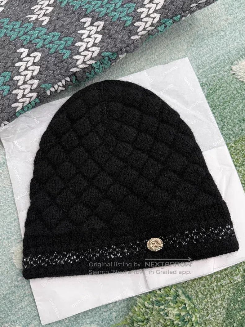 Chanel Chanel 26C new black cashmere knitted cold hat Size ONE SIZE - 1 Thumbnail