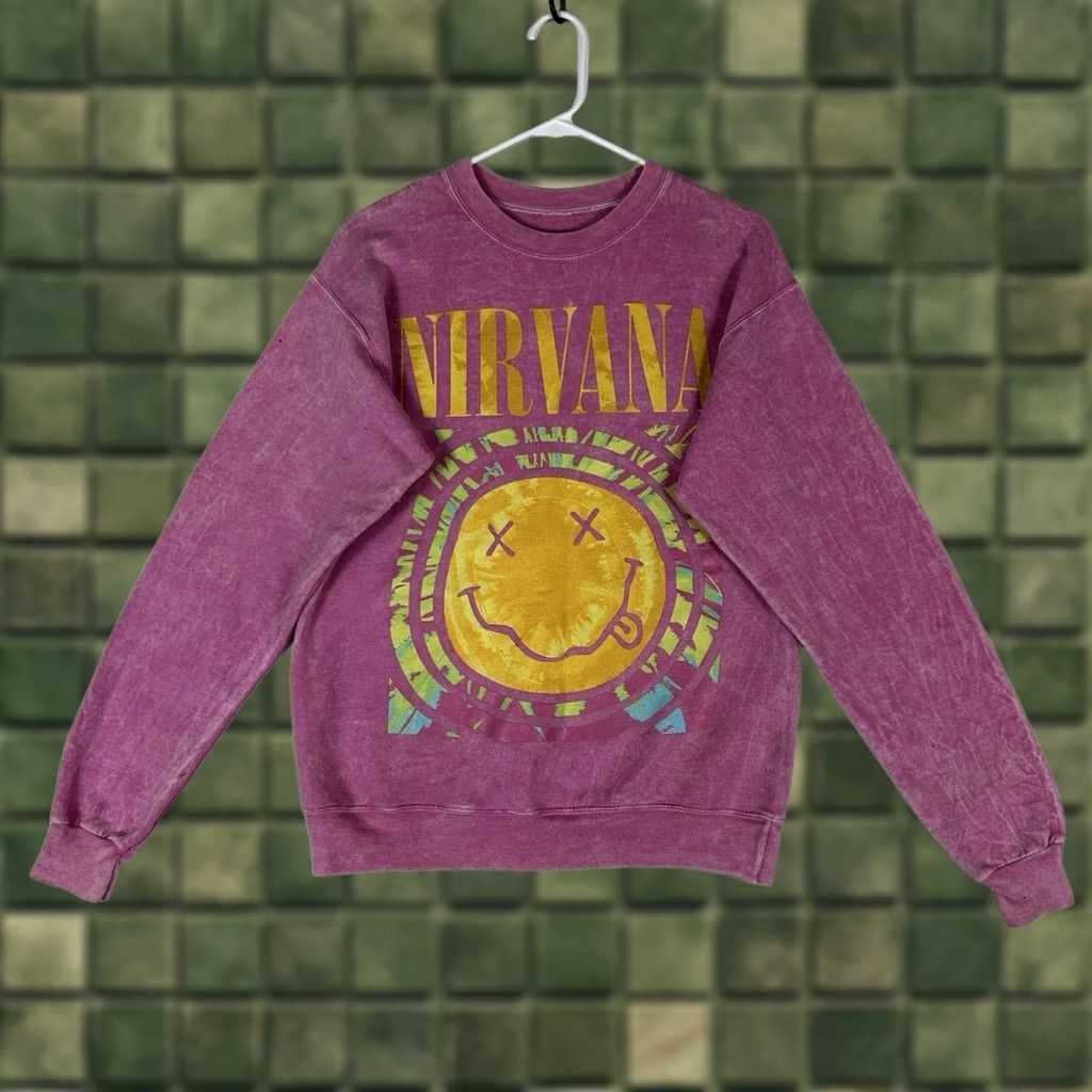 Pinko Nirvana Graphic Smiley Sweatshirt Women's Small Pink Crew Pullover Long Sleeve Size S / US 4 / IT 40 - 1 Thumbnail