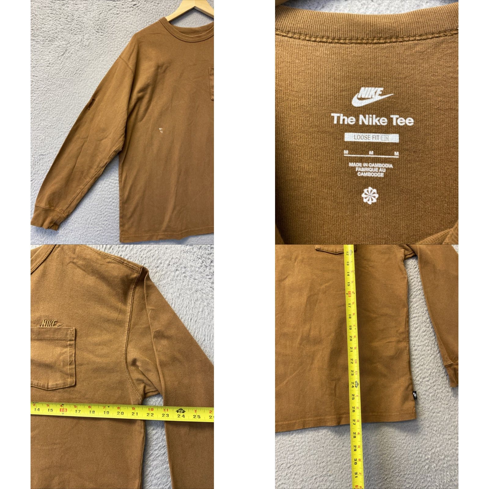 Nike Nike Men T-Shirt Long Sleeve Pocket - Medium - Brown - 100% Cotton - Crew Neck - Regular Fit - 2010s - Hole on Right Sleeve - Mens Size US M / EU 48-50 / 2 - 8 Thumbnail