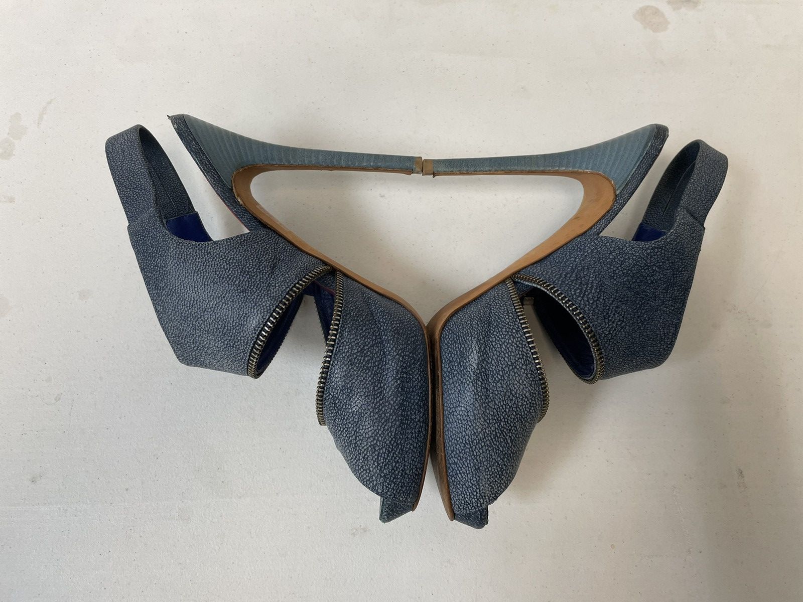 Alexander McQueen Zipper Peep Toe Slingbacks Size US 9.5 / IT 39.5 - 7 Thumbnail