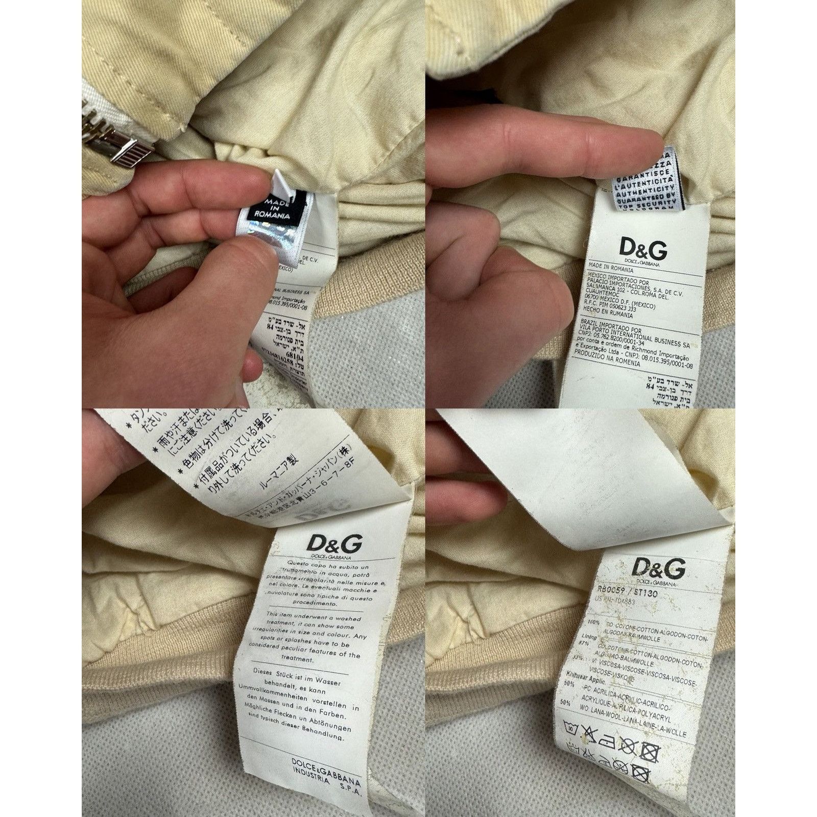 Dolce & Gabbana × Vintage Dolce & Gabbana Men's Beige Cotton Full Zip Bomber Jacket 54 Size US L / EU 52-54 / 3 - 3 Thumbnail