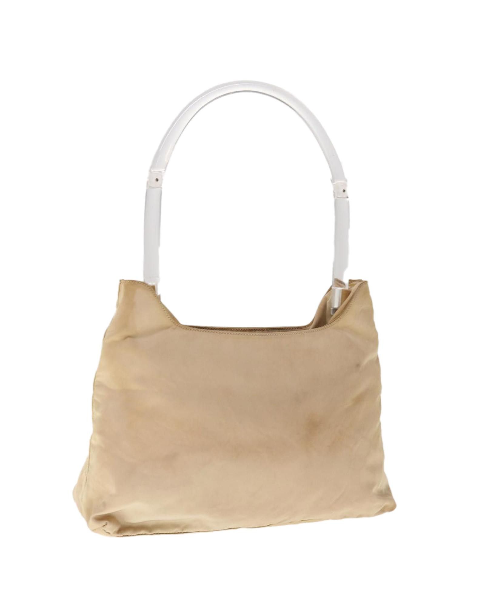 image of Prada Elegant Beige Synthetic Shoulder Bag By Renowned Luxury Brand, Women's