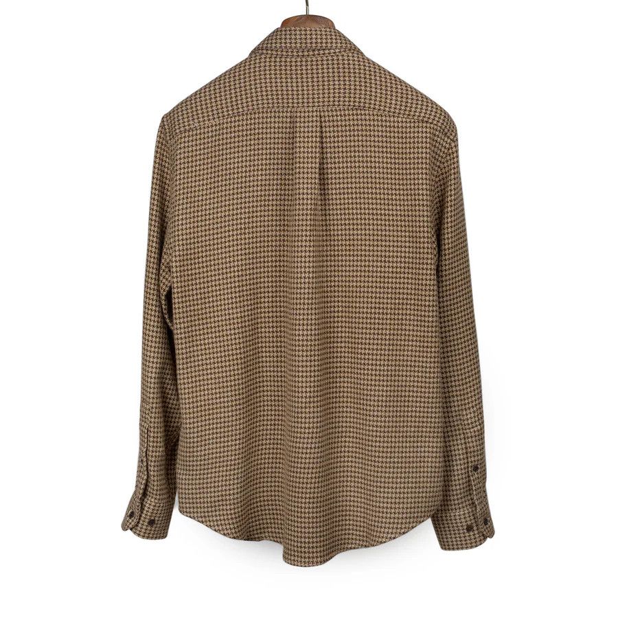 Portuguese Flannel NWOT Abstract Pied Poule shirt - Tan and Brown - Medium Size US M / EU 48-50 / 2 - 3 Thumbnail