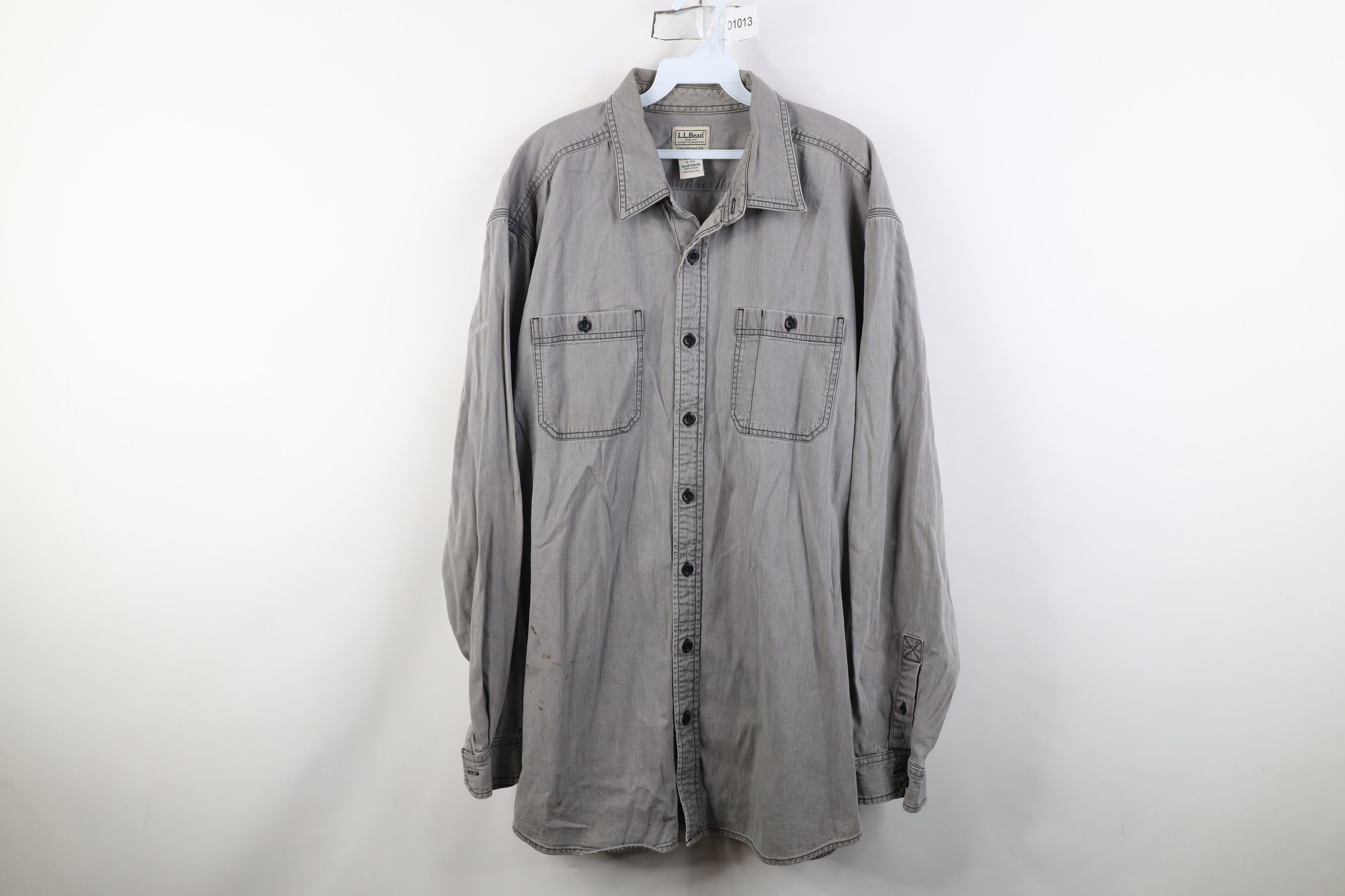 L.L. Bean Vintage LL Bean Stonewash Double Pocket Button Shirt Gray Size US XL / EU 56 / 4 - 1 Thumbnail