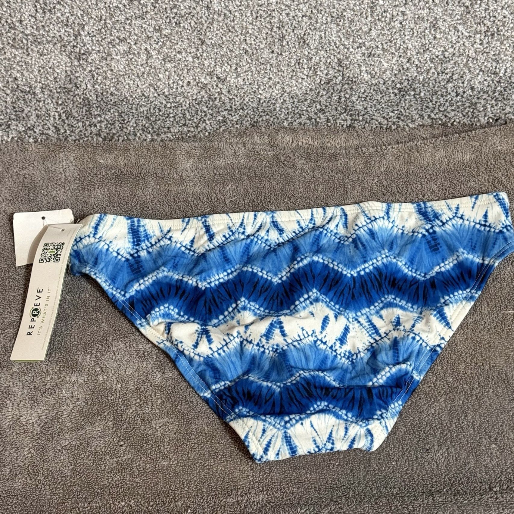Vintage Eco Swim Bikini Bottom Women Size 6 Blue Boho Lace Tie Dye Beachwear Womens Size 28" / US 6 / IT 42 - 8 Thumbnail