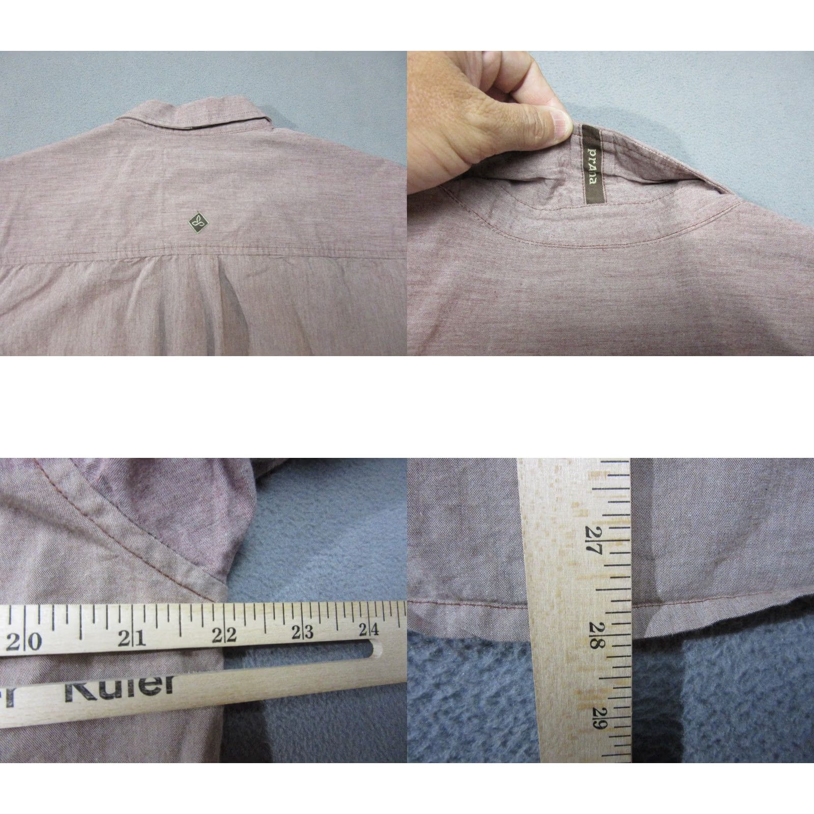 Prana prAna Shirt Mens Medium Beige Purple Two Tone Slim Fit Short Sleeve Button Down Size US M / EU 48-50 / 2 - 9 Thumbnail