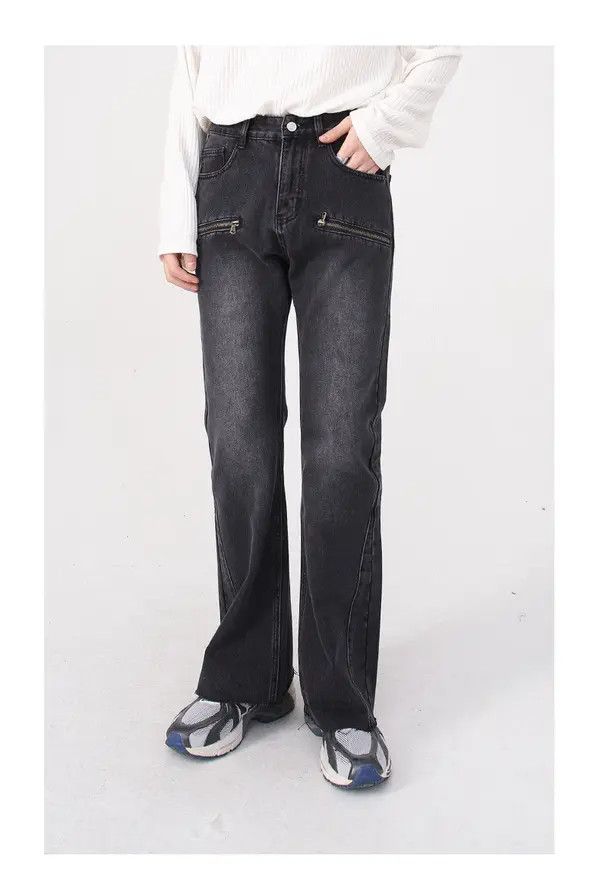 Japanese Brand Trendy mid-rise loose wide-leg straight flared jeans Size US 32 / EU 48 - 7 Thumbnail