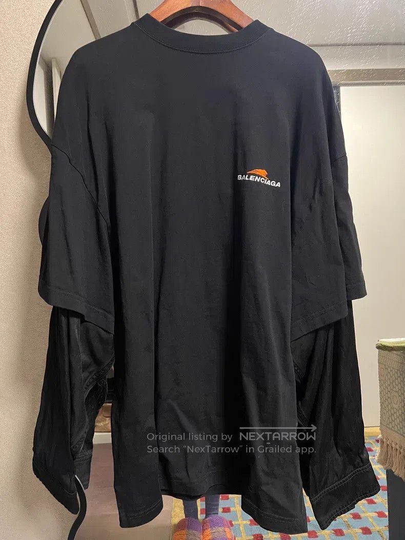 Balenciaga Balenciaga Black Logo Embroidered Fake Two-Piece Long Slee Size US XS / EU 42 / 0 - 1 Thumbnail