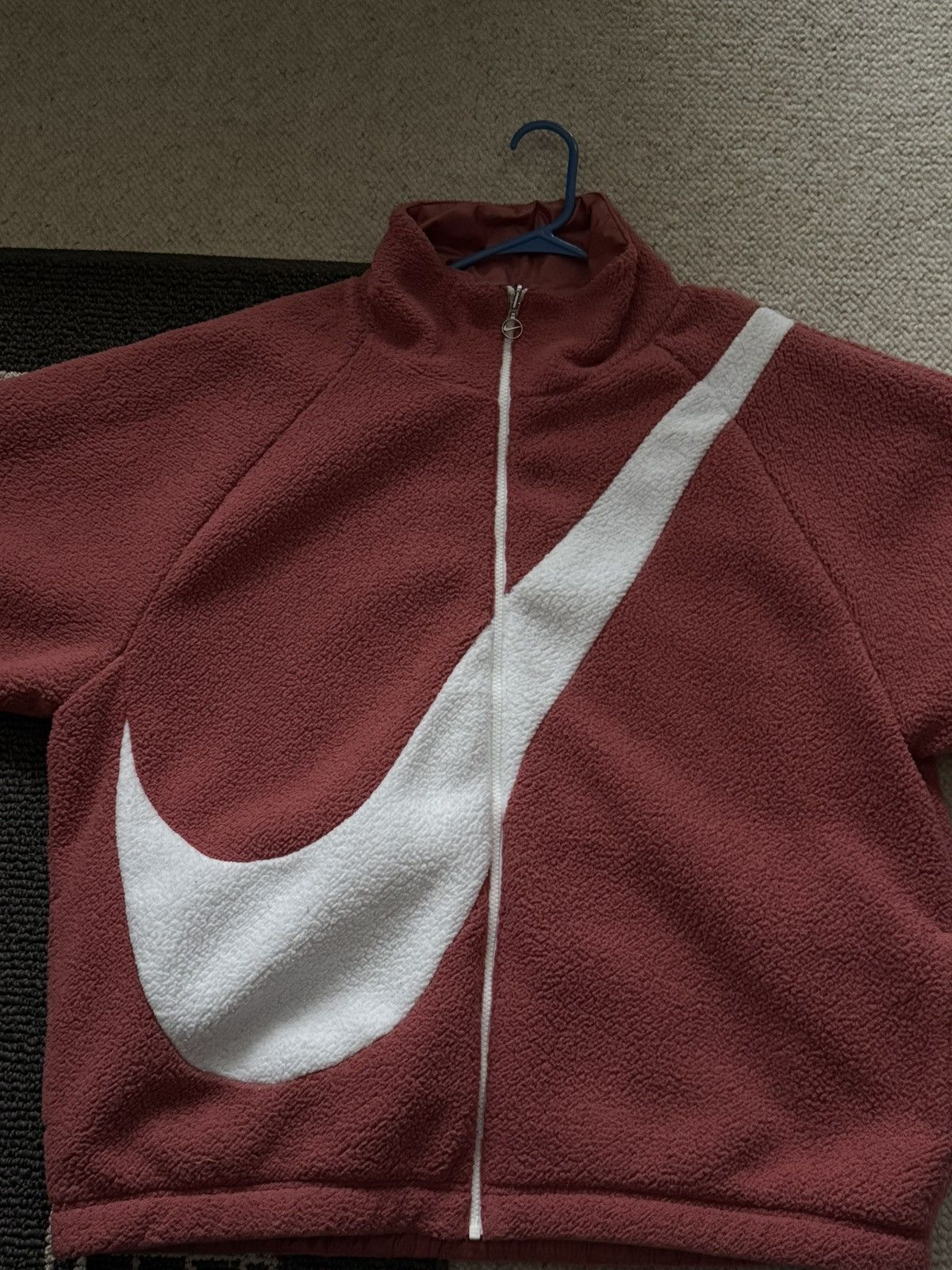 Nike Pink NIKE Sportswear Swoosh Reversible Faux Shearling Jacket Size XL / US 12-14 / IT 48-50 - 1 Thumbnail