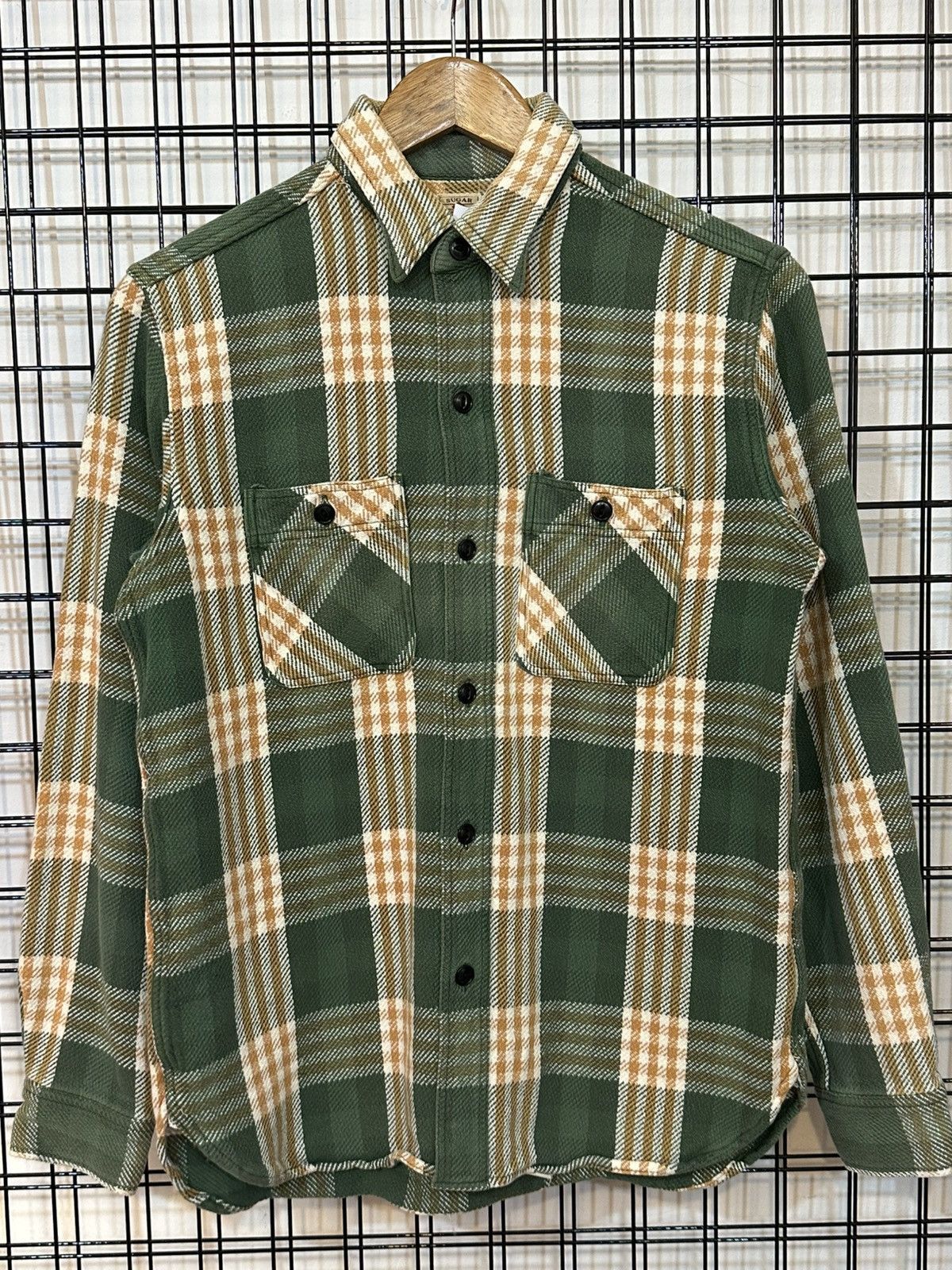 Sugar Cane Sugar Cane green and orange plaid twill flannel shirt. Size US S / EU 44-46 / 1 - 1 Thumbnail