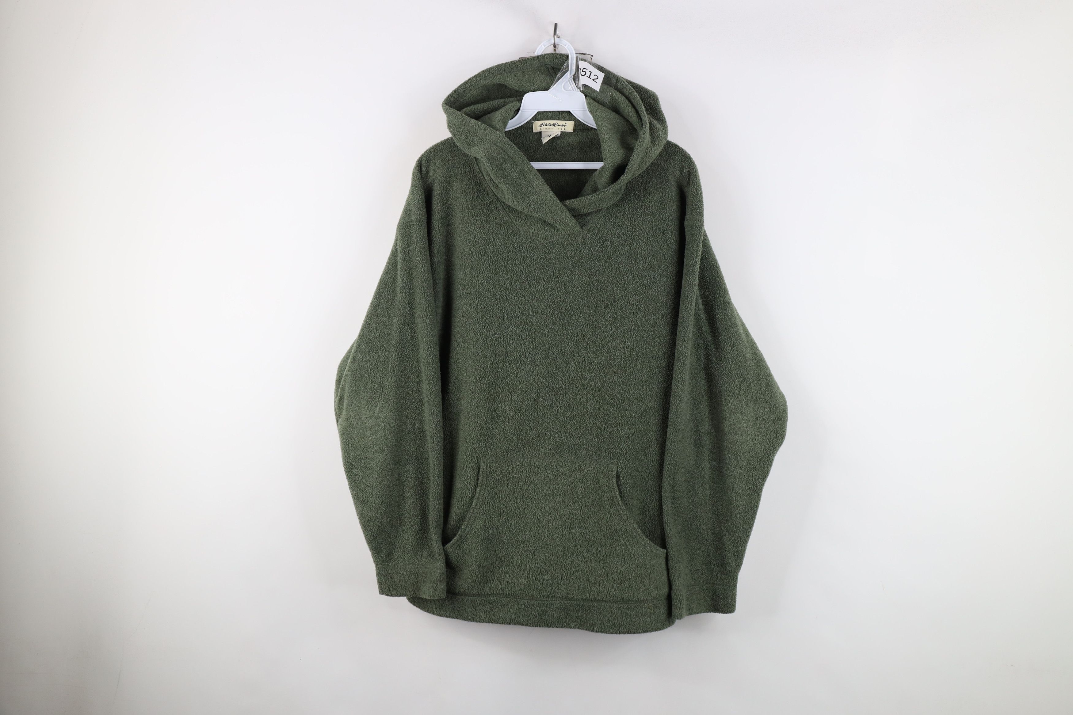 Eddie Bauer × Vintage Vintage 90s Eddie Bauer Blank Fleece Hoodie Sweatshirt Green Size US M / EU 48-50 / 2 - 1 Thumbnail