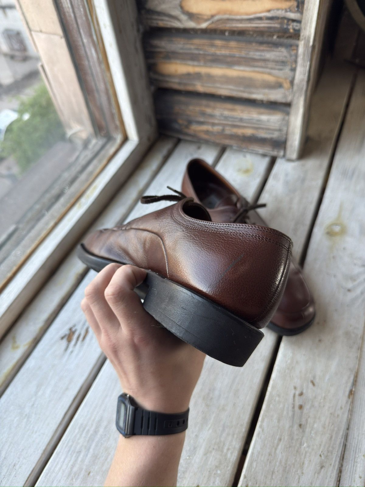 Bally × Designer Made in Italy Brown Leather Derby Shoes – Minimalist Formal Size US 10 / EU 43 - 5 Thumbnail