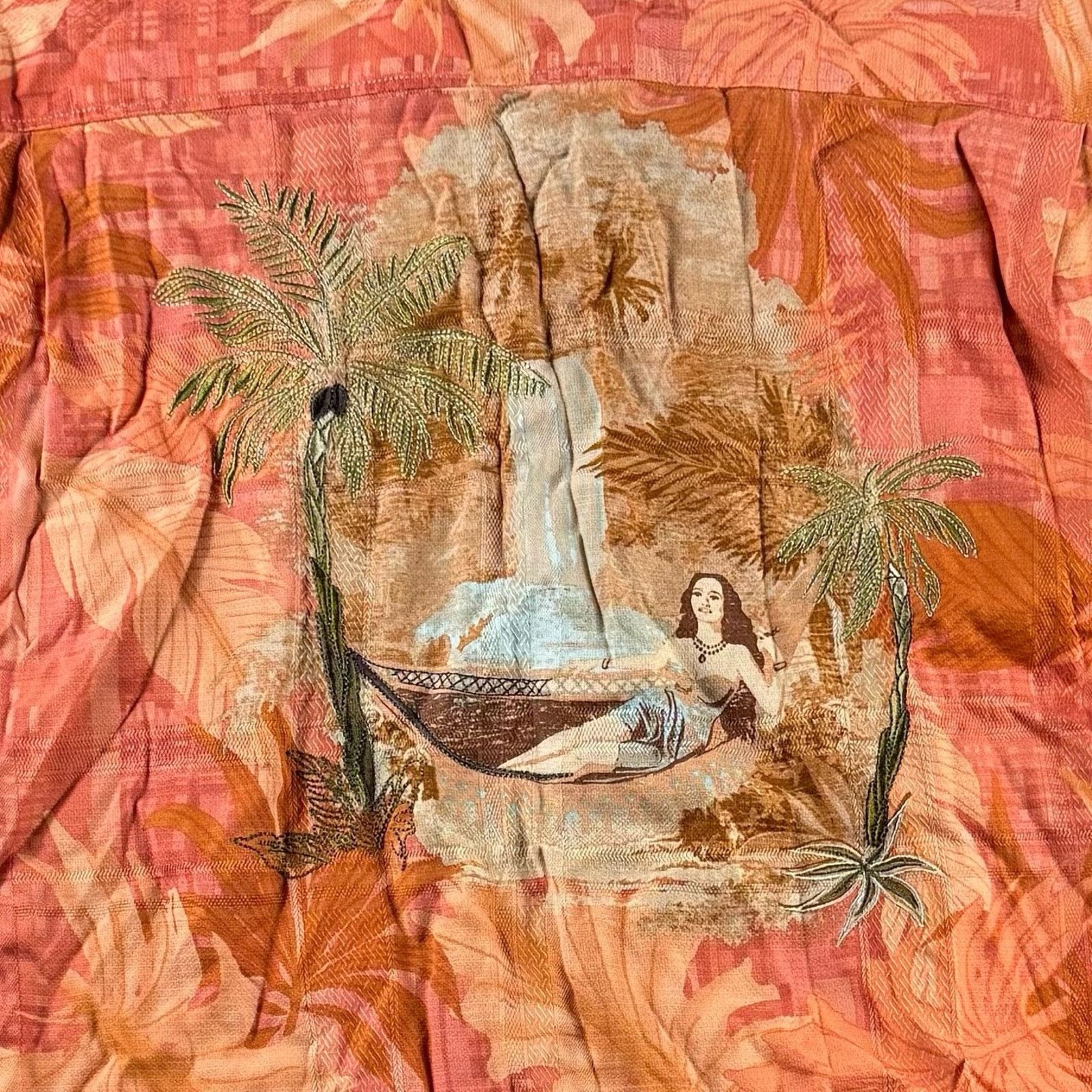 Tommy Bahama Vintage Hawaiian Shirt Men’s Sz L Orange with Hammock Scene Size US L / EU 52-54 / 3 - 1 Thumbnail
