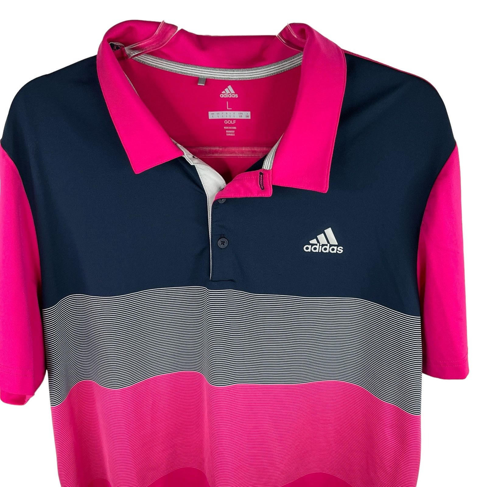 Adidas Adidas Mens Golf Polo Large Fuchsia Navy Size US L / EU 52-54 / 3 - 8 Thumbnail