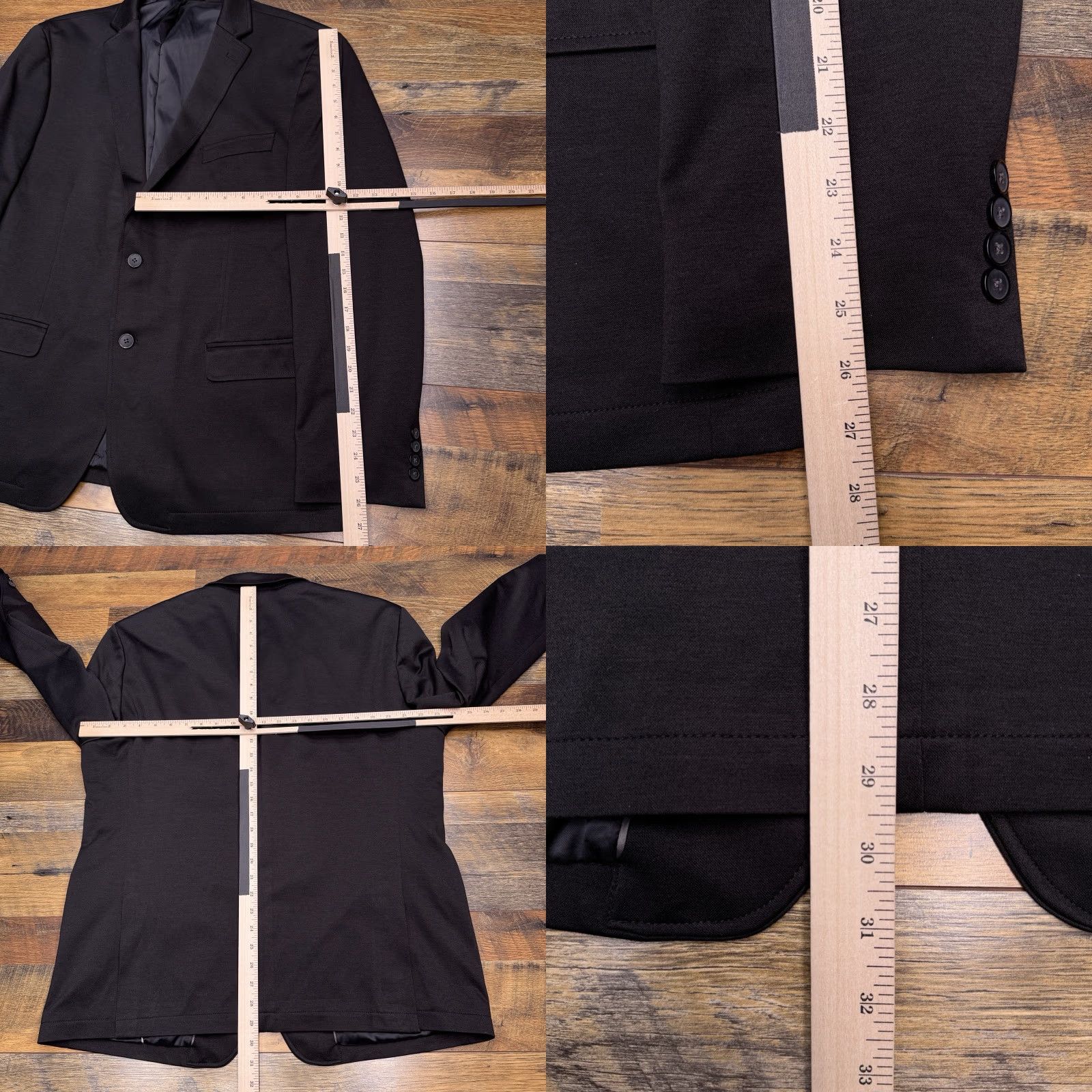 Van Heusen Van Heusen Sport Coat Blazer Slim Fit Black 46R Notch Lapel Four-Button Double-Vented Regular Length Mens Jacket Size 46R - 9 Thumbnail