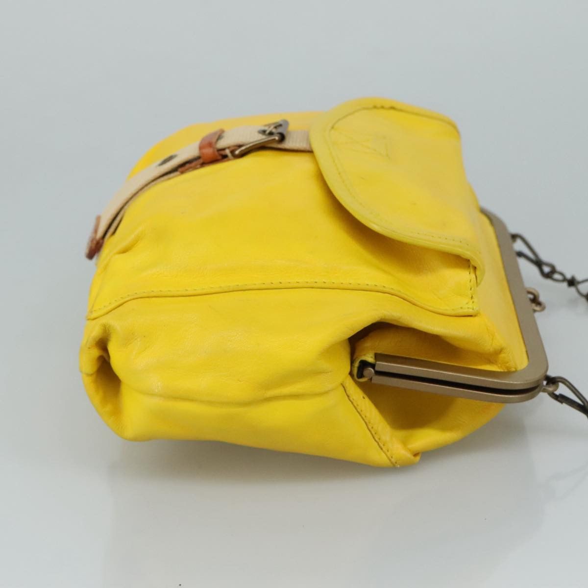 Miu Miu Miu Miu Shoulder Bag Leather Canvas Yellow Beige Size ONE SIZE - 3 Thumbnail