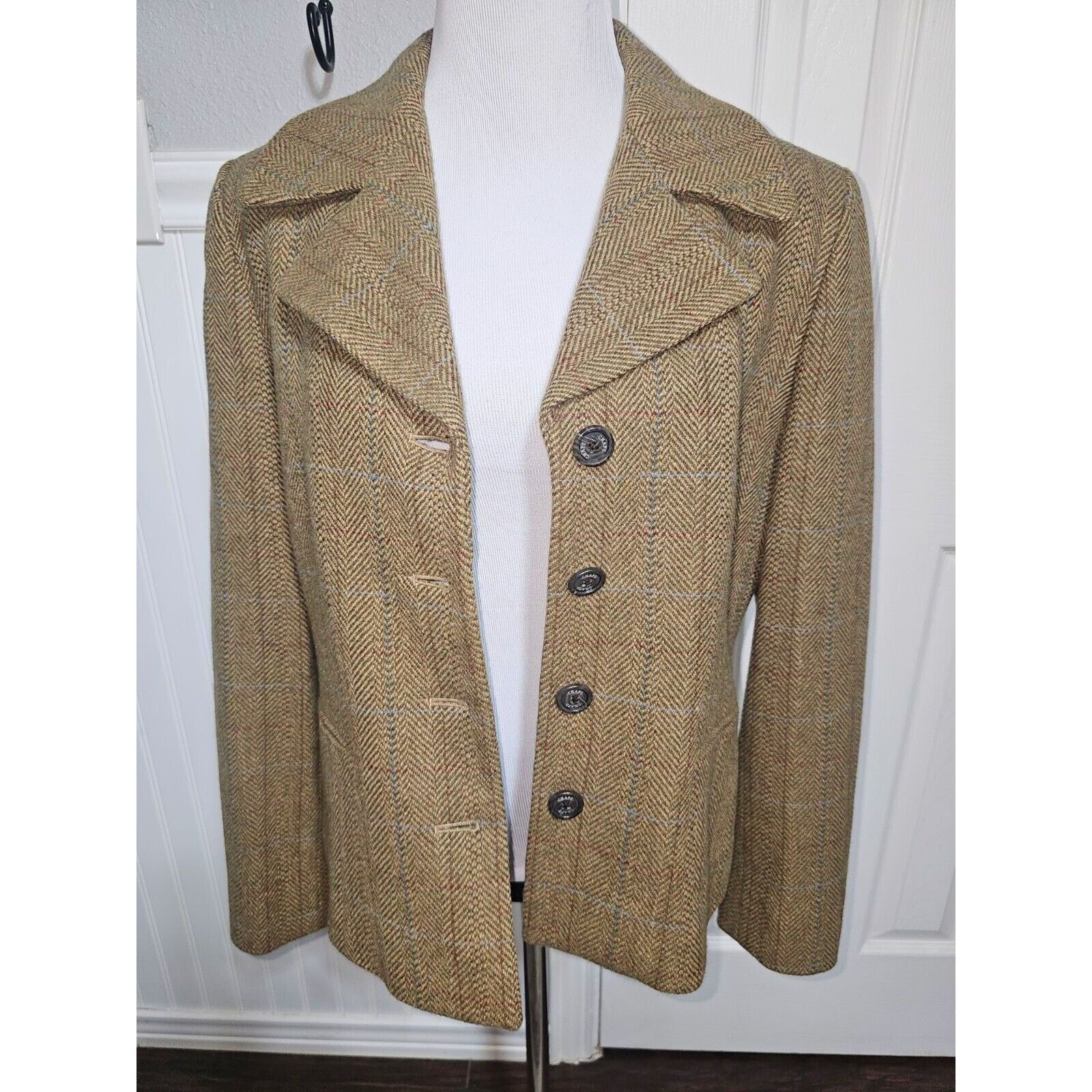 Chaps CHAPS Womens Wool Blend Brown Tweed Blazer/Jacket Size L Size L / US 10 / IT 46 - 15 Thumbnail