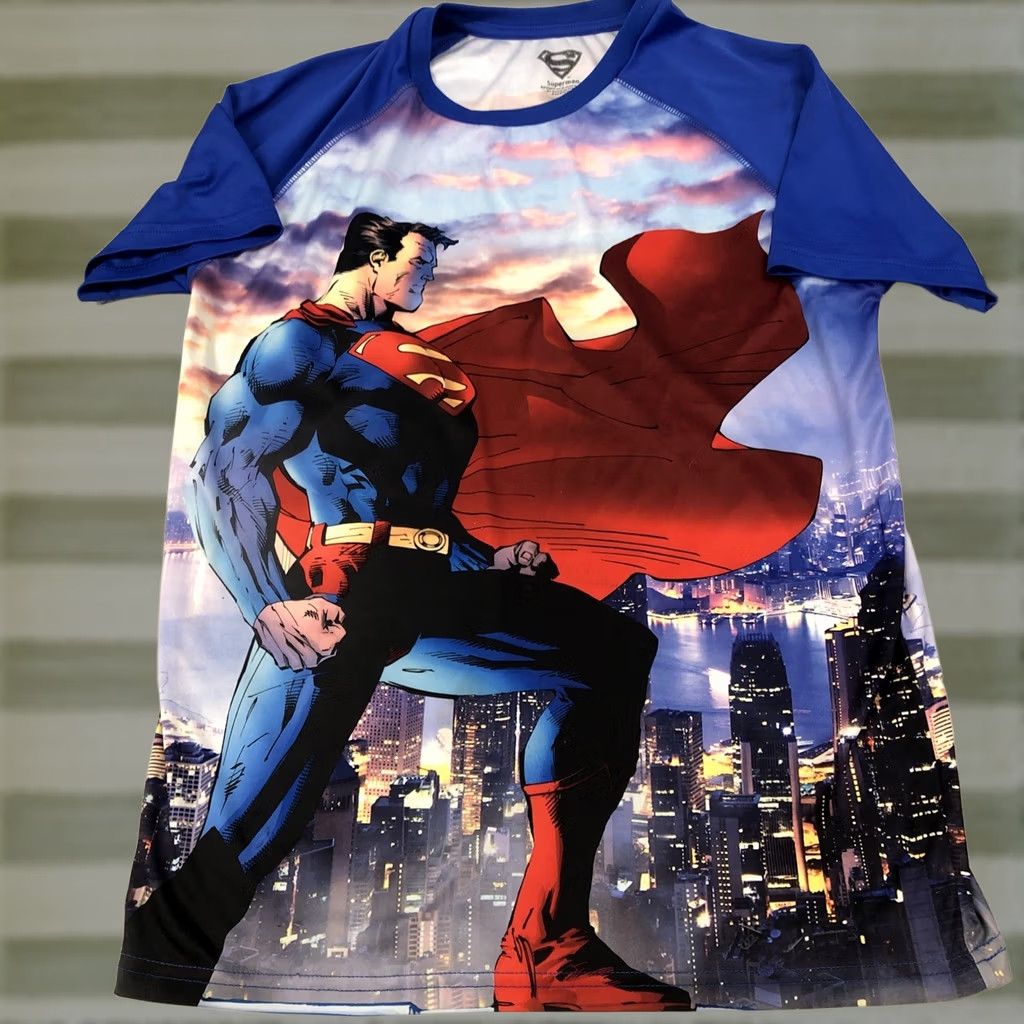 DC Comics Superman Mens T-Shirt Medium Blue All Over Print AOP Short Sleeve DC Comics Graphics Shirt Mens Size US M / EU 48-50 / 2 - 1 Thumbnail