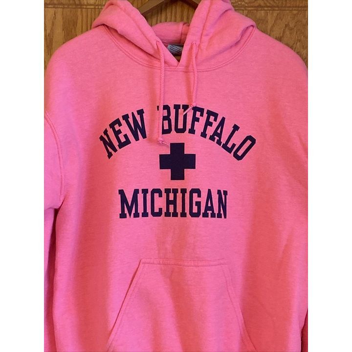 Gildan New Buffalo Michigan Beach Duty Adult Small Pink Pullover H Size S / US 4 / IT 40 - 2 Thumbnail