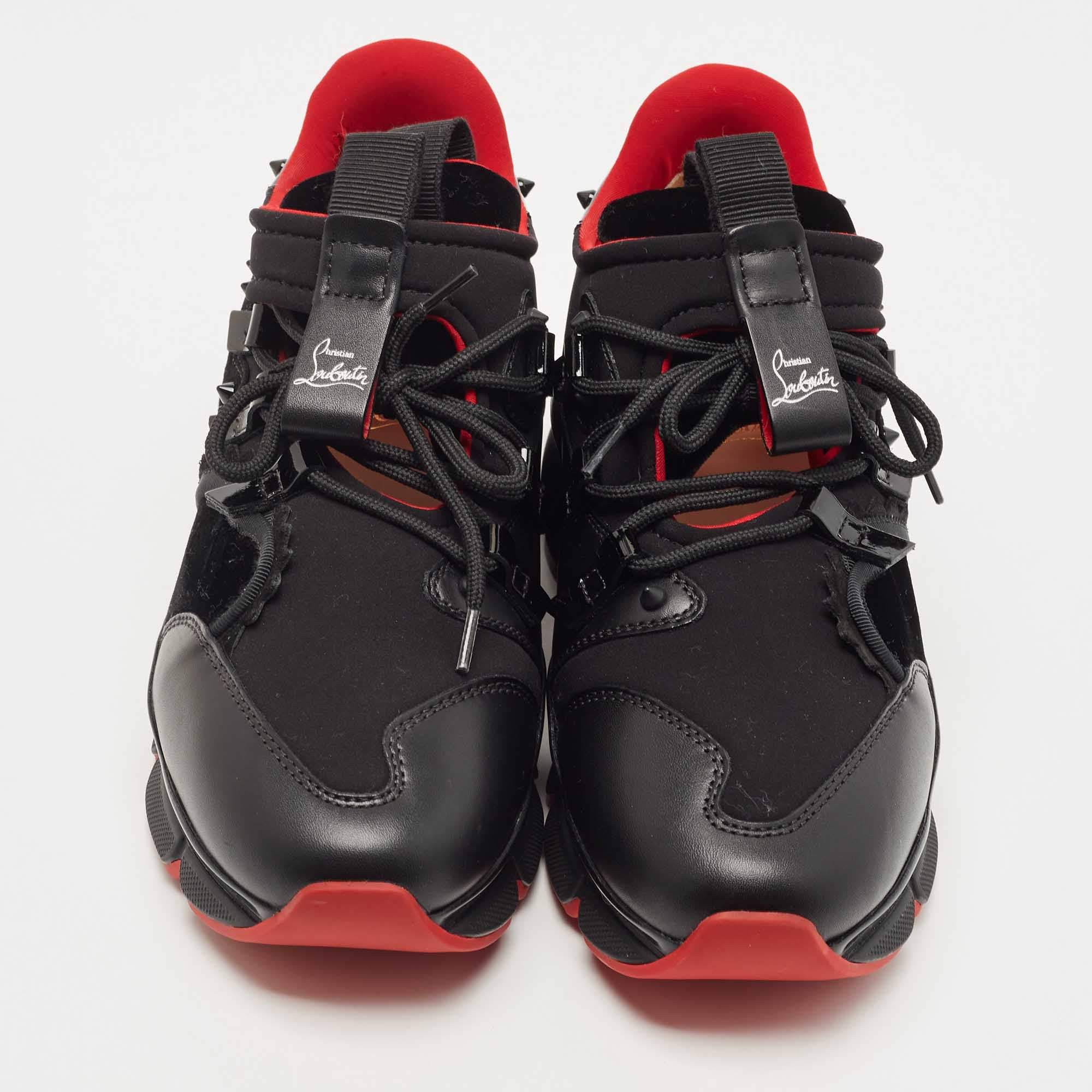 image of Christian Louboutin Red Runner Studded Shoes in Black, Men's (Size 11)