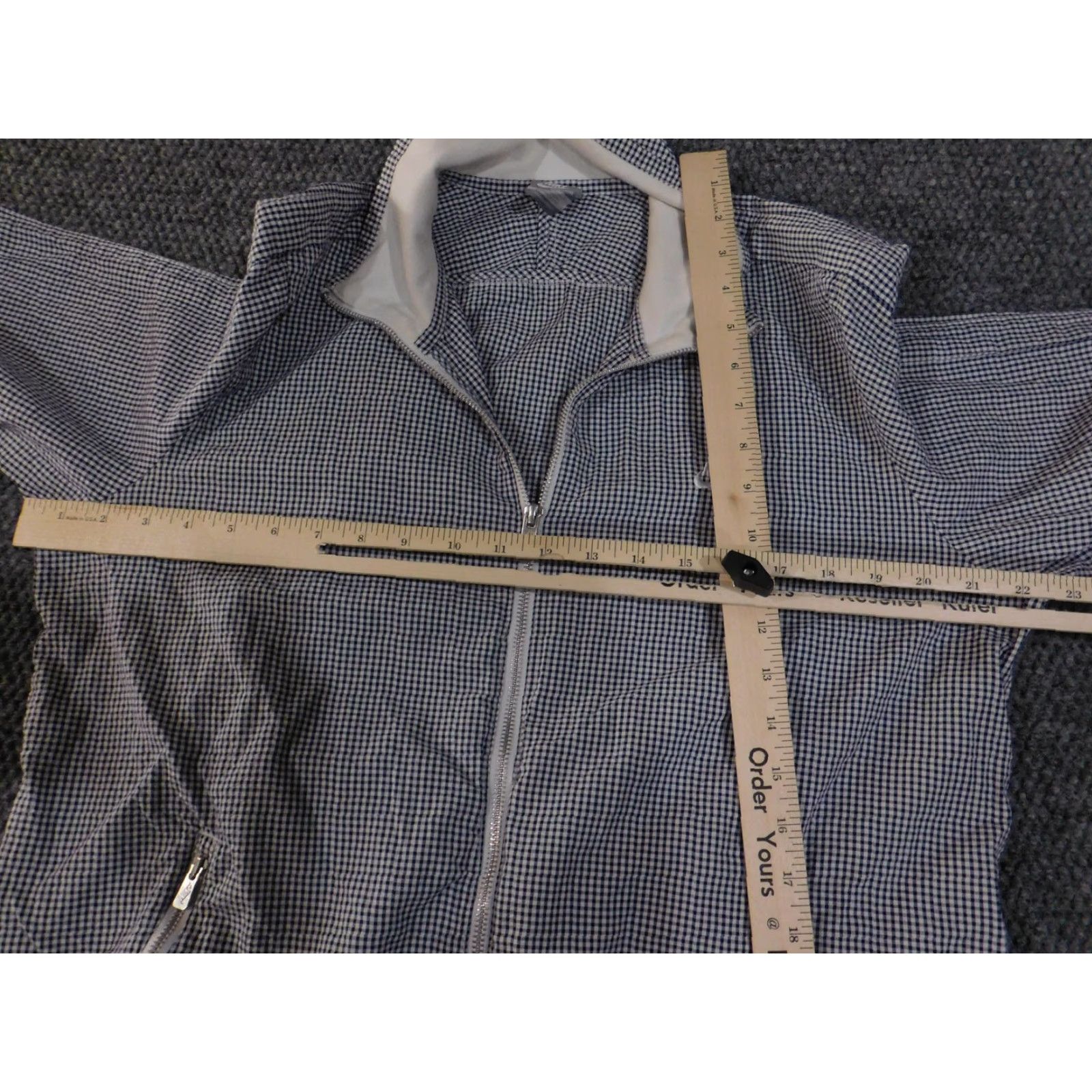 Nike VINTAGE Nike Sportswear Track Jacket Womens XL Navy White Gingham Full Zip 468811-410 Size XL / US 12-14 / IT 48-50 - 6 Thumbnail