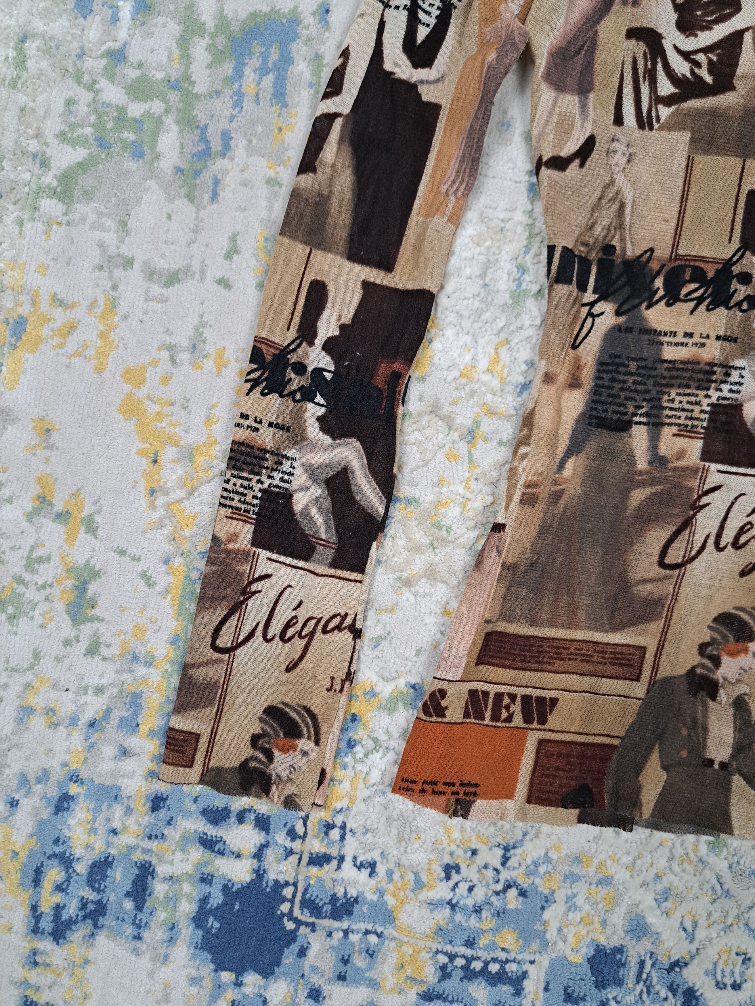 Jean Paul Gaultier SS 1996 JPG Belle Epoque Gazette Mesh Top Longsleeve Size S / US 4 / IT 40 - 13 Thumbnail