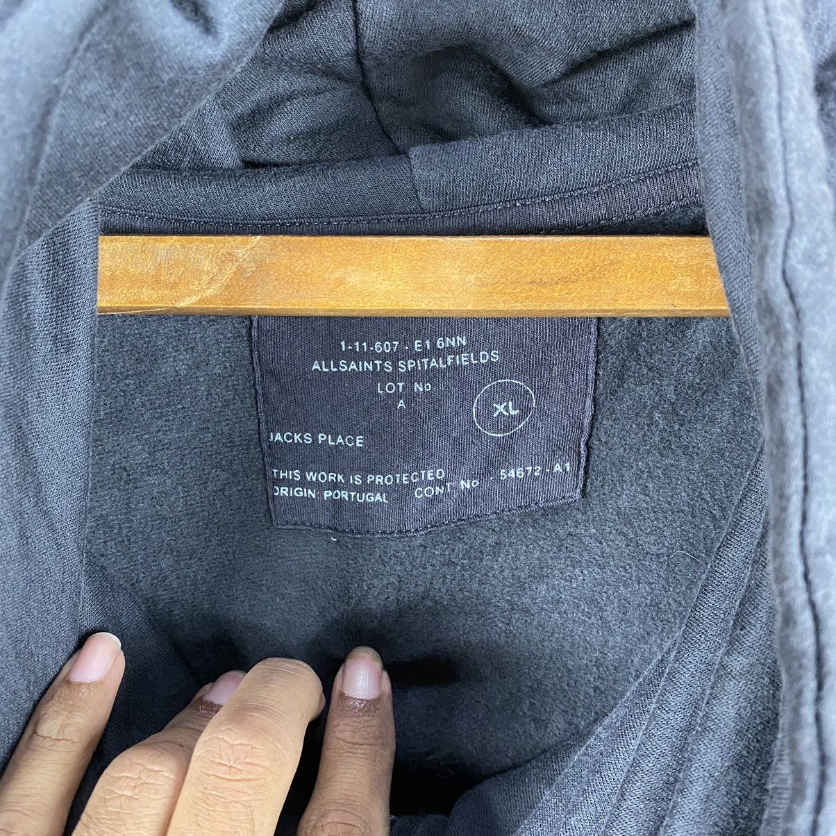 GREY ALLSAINTS JACKS PLACE SPITALFIELD HOODIE