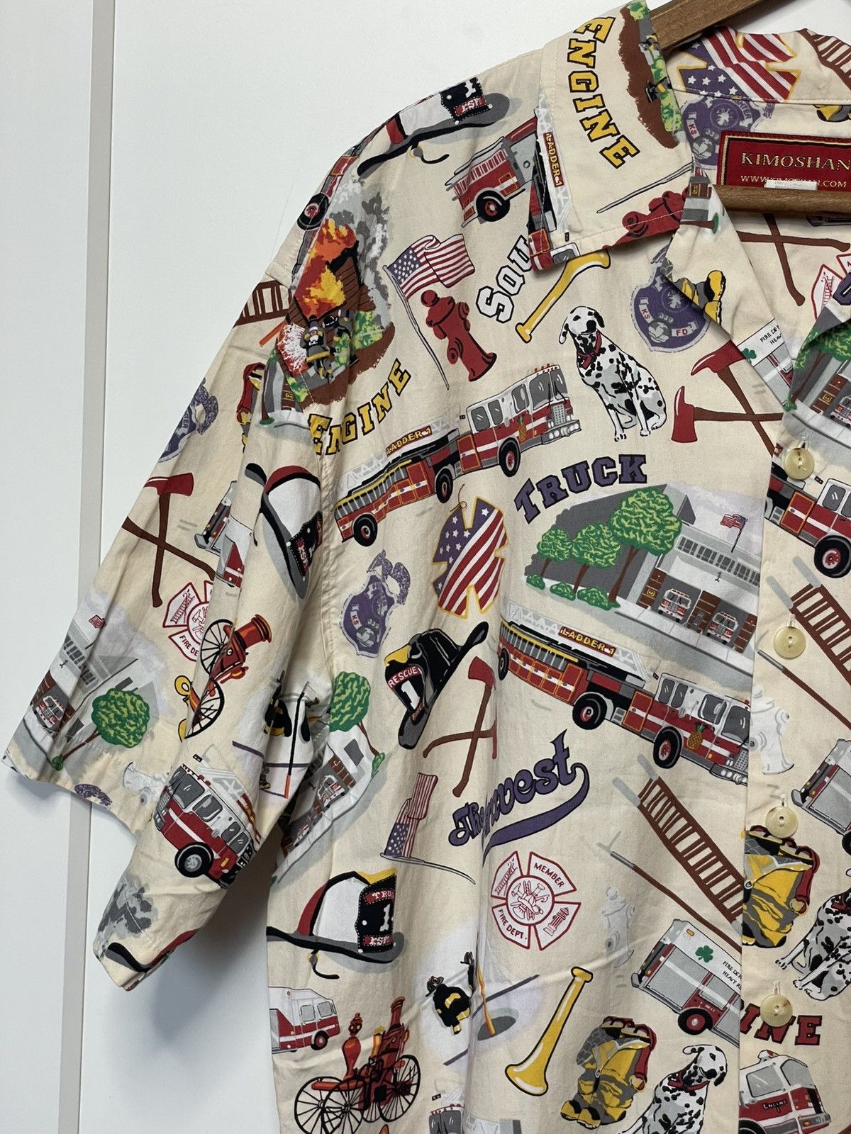 Vintage KIMOSHAN MEN’S FIREMAN COTTON BUTTON SHORT SLEEVE SHIRT Size US XL / EU 56 / 4 - 4 Thumbnail