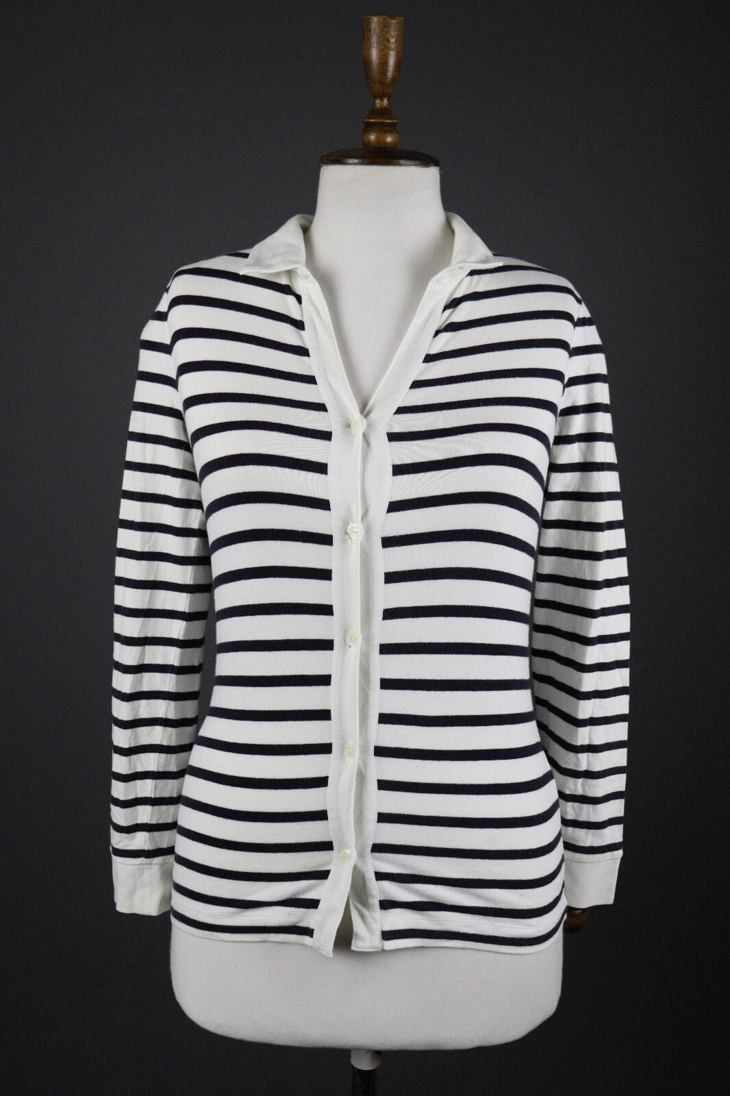 Escada Escada White Stripe Button Top Blouse Cardigan Size S Size S / US 4 / IT 40 - 1 Thumbnail