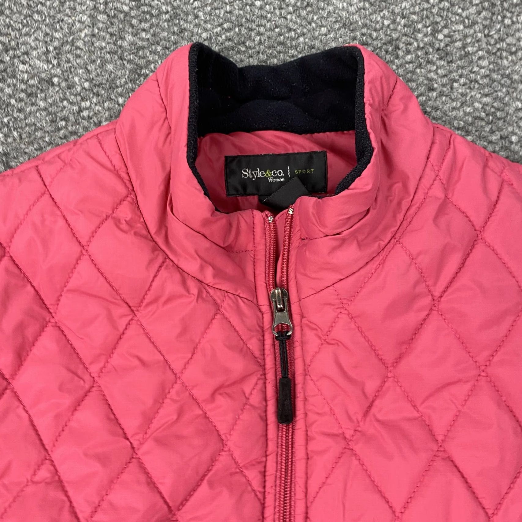 Vintage Style & Co Vest Womens 20W Pink Black Quilted Full Zip Pockets Plus Size Size 3XL / US 20-22 - 4 Thumbnail