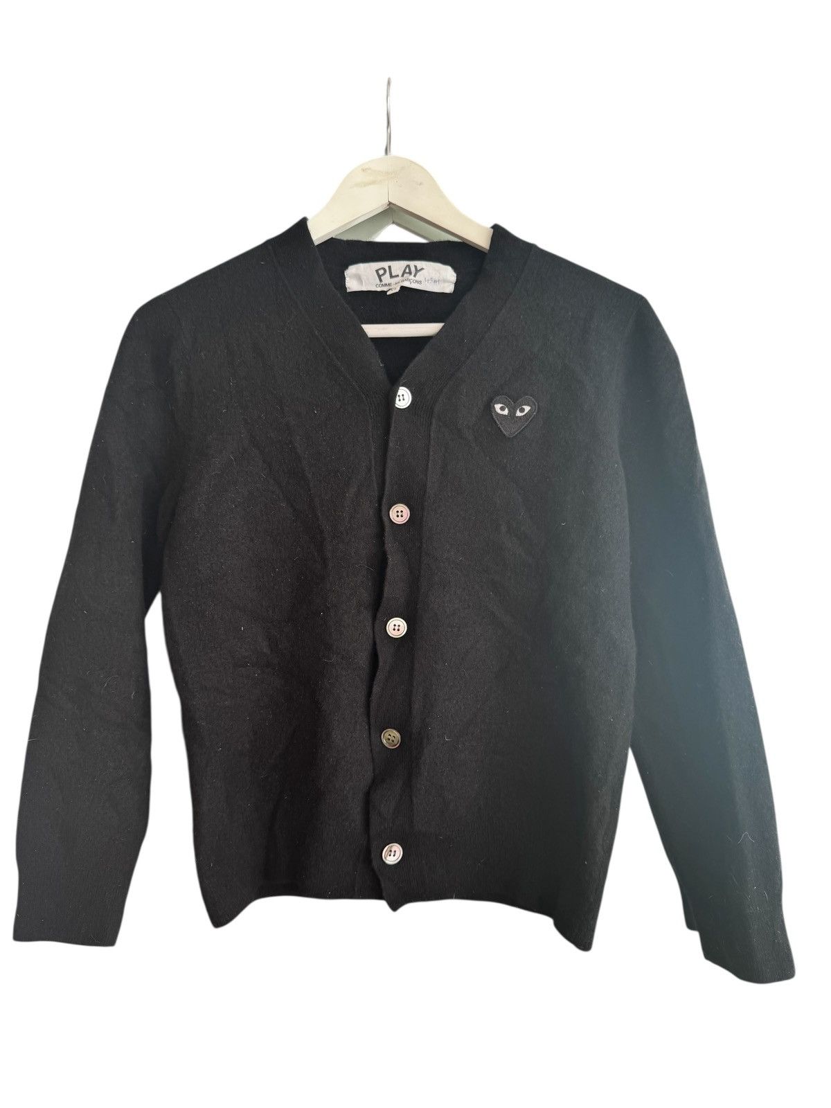 Comme des Garcons Comme des Garçons PLAY Black Wool Cardigan Heart Logo S Size S / US 4 / IT 40 - 4 Thumbnail