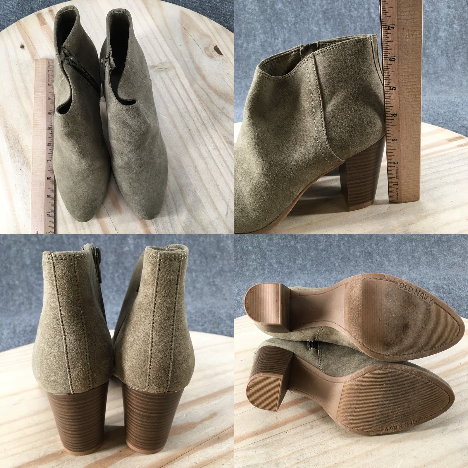 Old Navy Old Navy Boots Womens 7 Ankle Booties Heels Casual Green Fabric Side Zipper Size US 7 / IT 37 - 8 Thumbnail